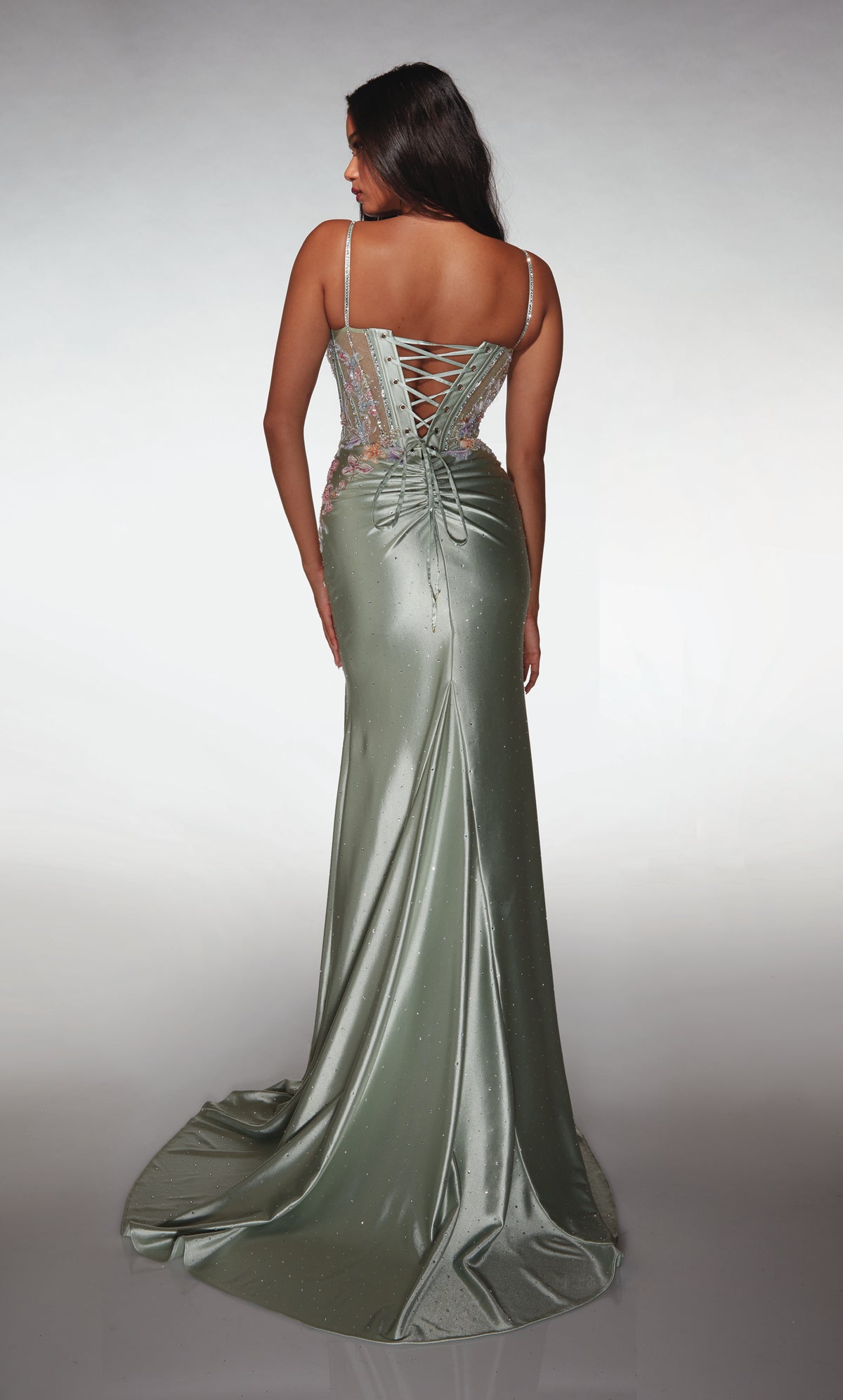 ALYCE Paris 62022 Alyce Long Plunging Neckline Embellished Straight Dress