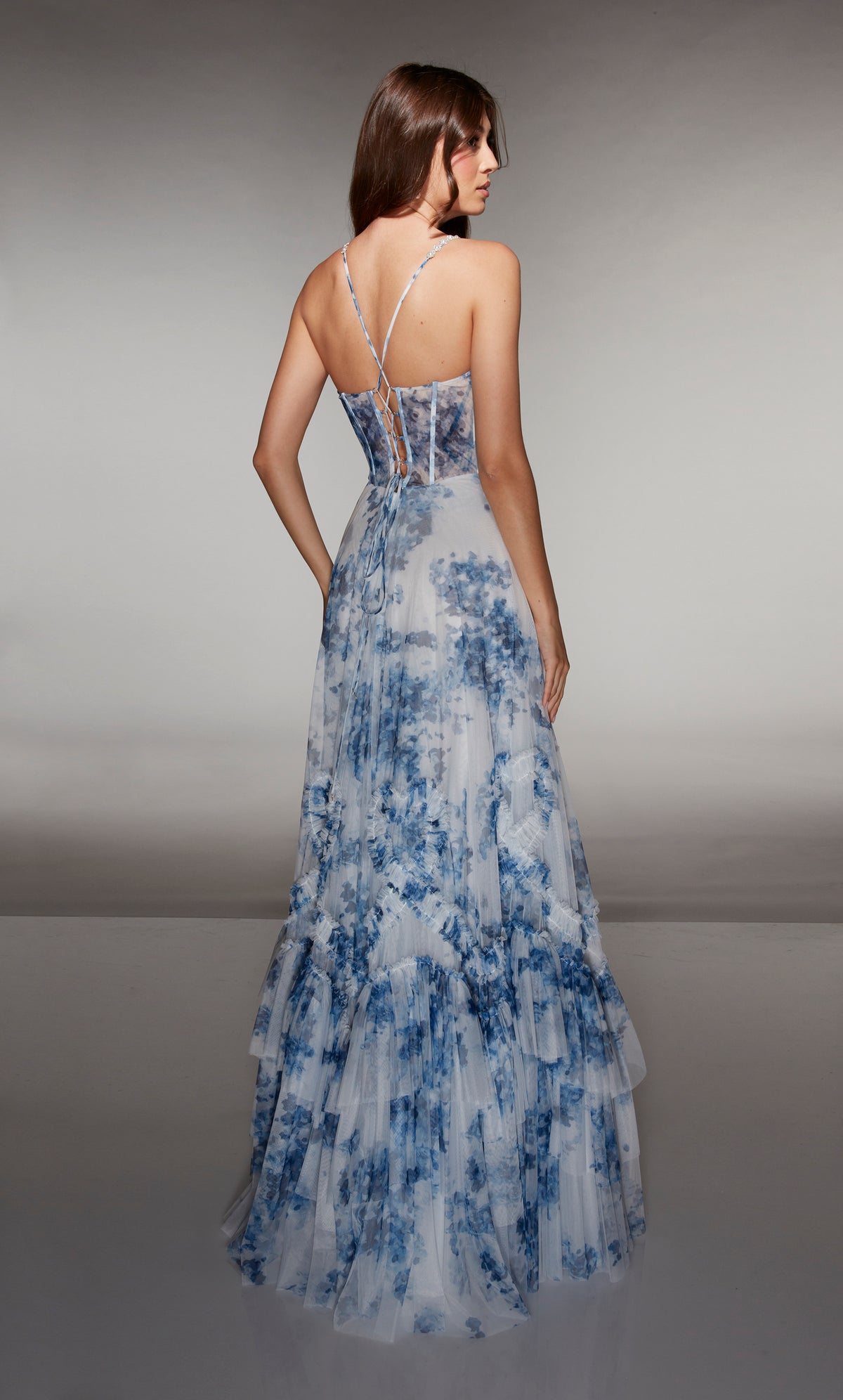 ALYCE Paris 62028 Alyce Long V-neckline Corset A Line Dress