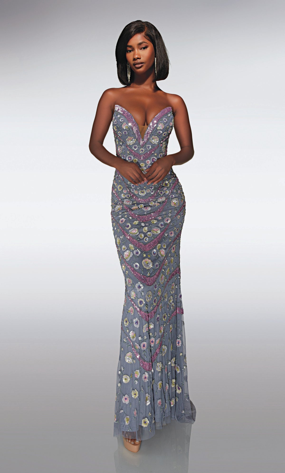 ALYCE Paris 62038 Alyce Long Plunging Neckline Elegant Straight Dress