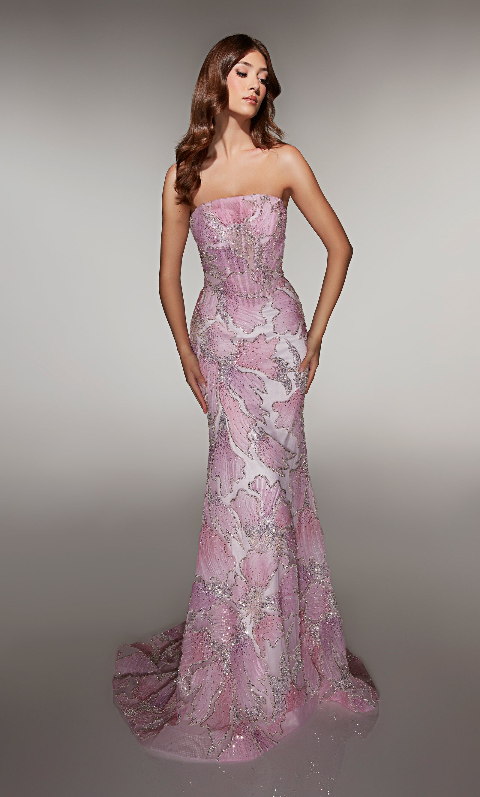ALYCE Paris 62049 Alyce Long Straight Across Neckline Shimmery/sparkly Mermaid Dress
