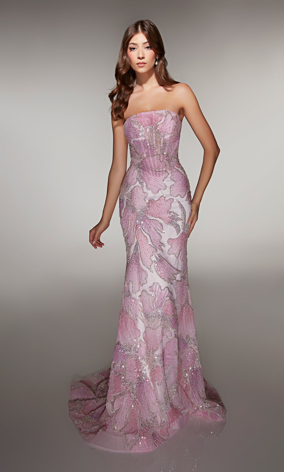 ALYCE Paris 62049 Alyce Long Straight Across Neckline Shimmery/sparkly Mermaid Dress