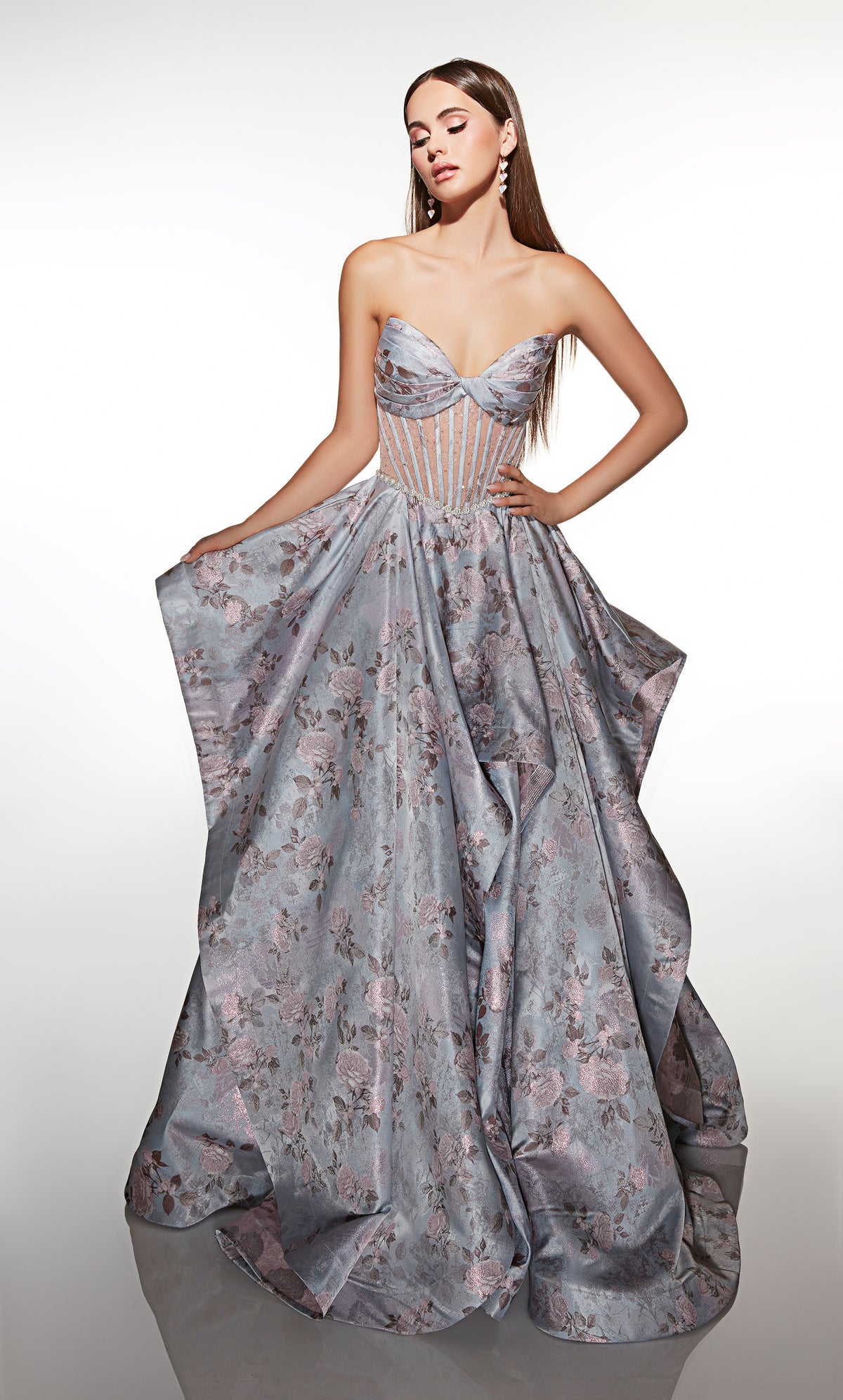 ALYCE Paris 62051 Alyce Long Cat-eye Neckline Corset Ballgown Dress
