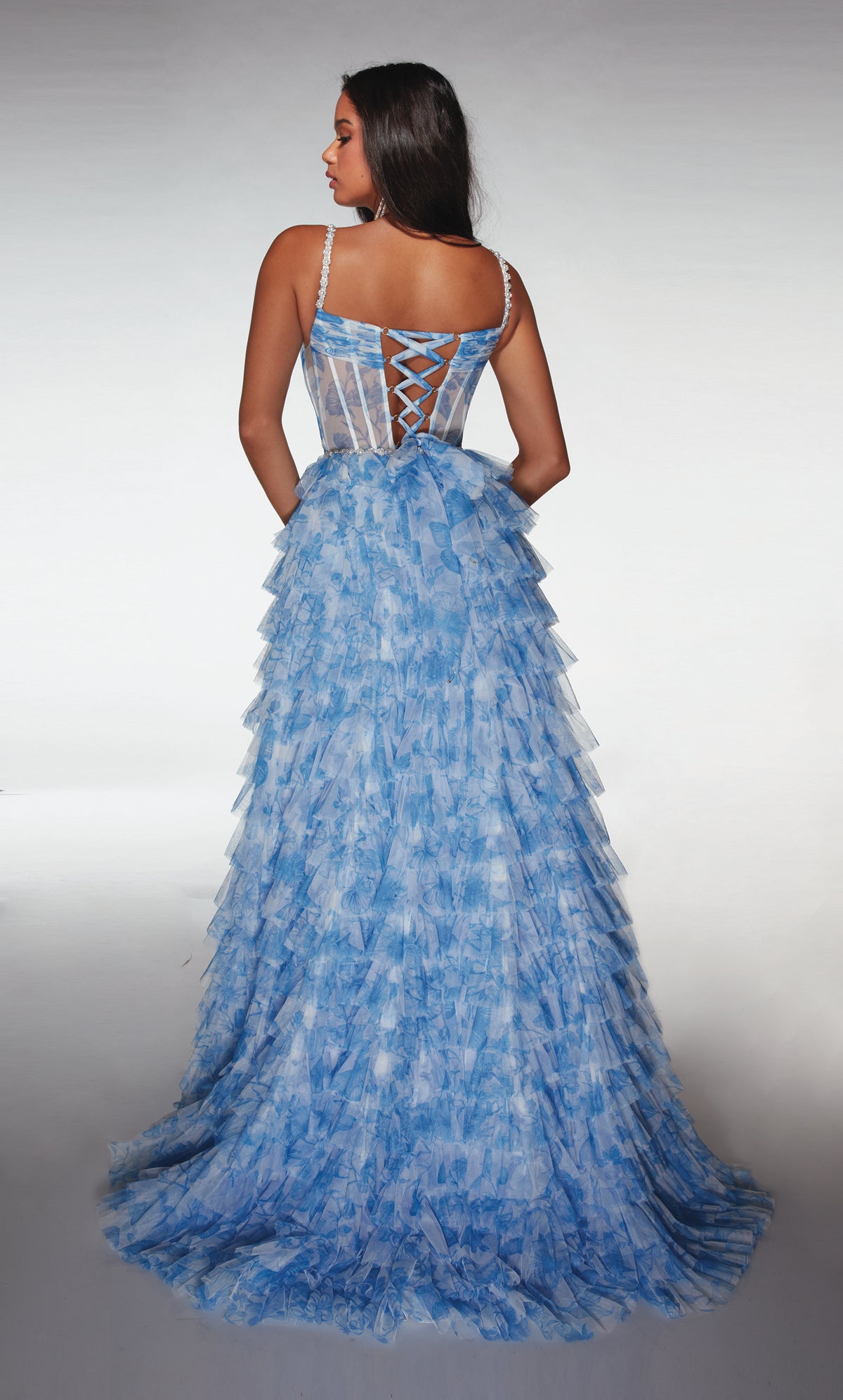 ALYCE Paris 62052 Alyce Long Plunging Neckline Ruffles A Line Dress