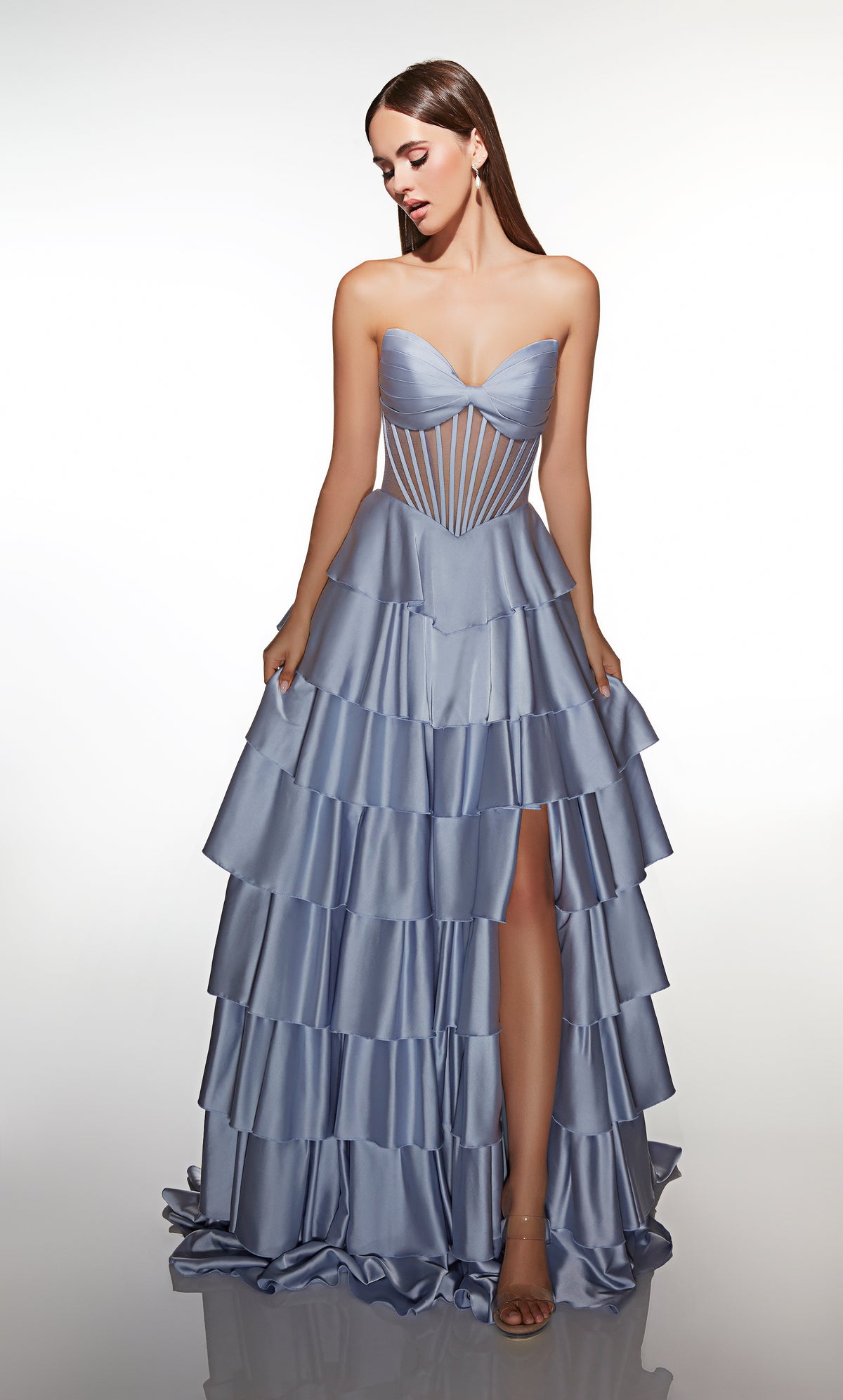ALYCE Paris 62056 Alyce Long Cat-eye Neckline Corset A Line Dress