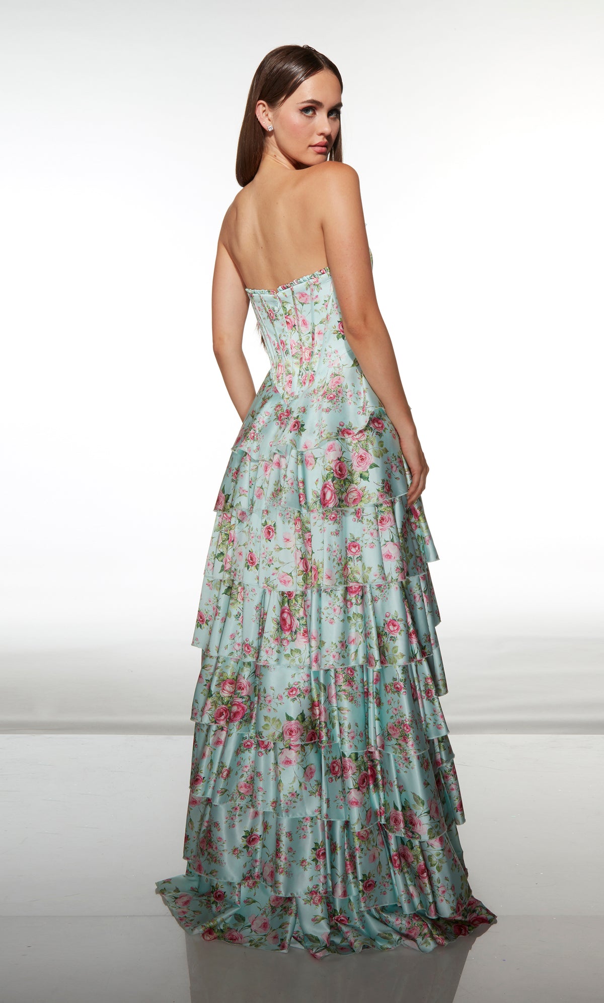 ALYCE Paris 62066 Alyce Long Scoop Neckline Ruffles A Line Dress