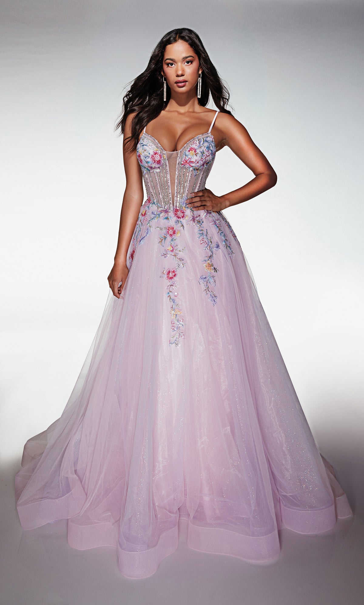 ALYCE Paris 62068 Alyce Long Plunging Neckline 80s Inspired Ballgown Dress