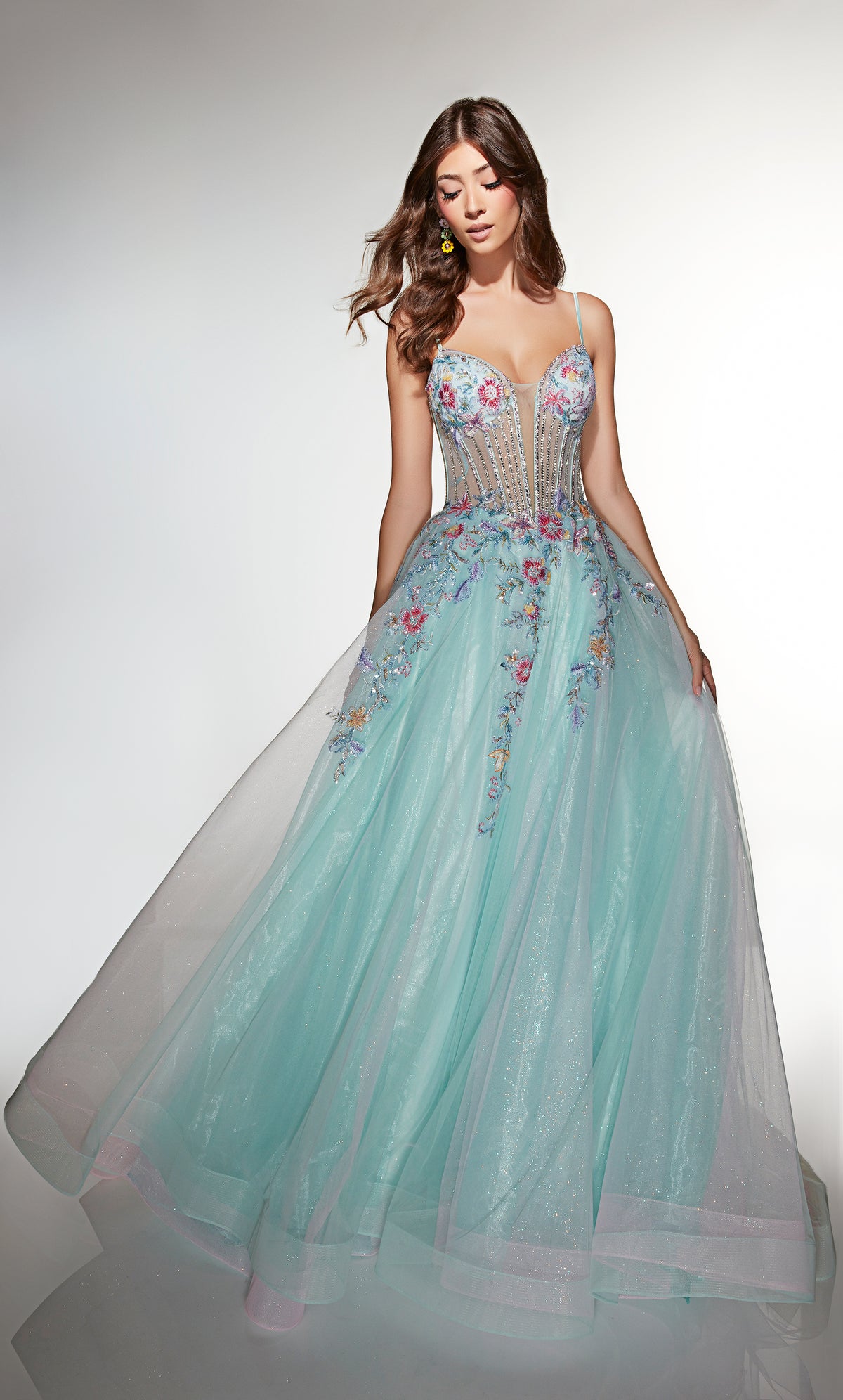 ALYCE Paris 62068 Alyce Long Plunging Neckline 80s Inspired Ballgown Dress
