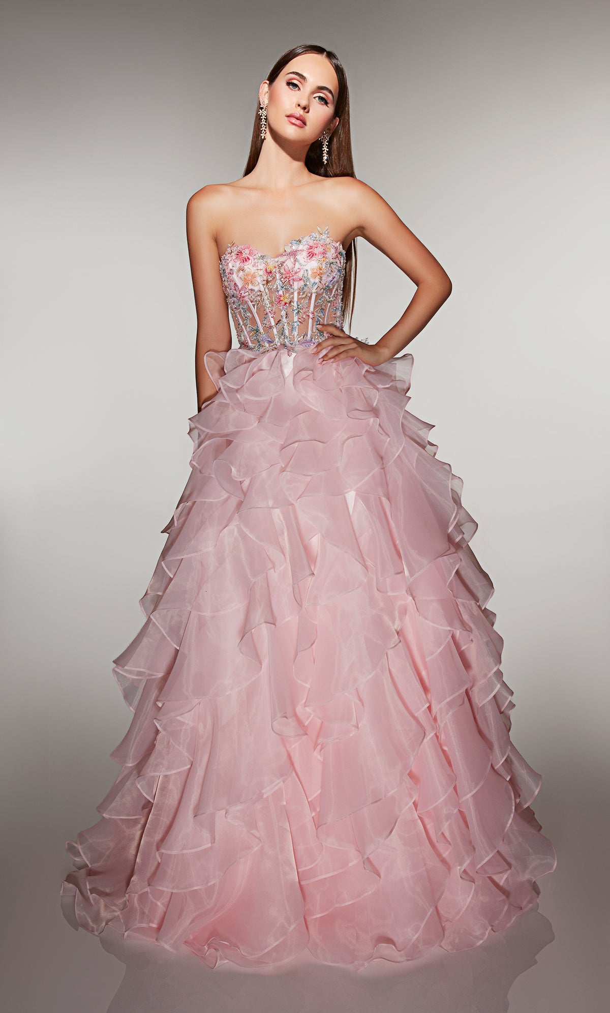 ALYCE Paris 62069 Alyce Long Sweetheart Neckline Ruffles Ballgown Dress