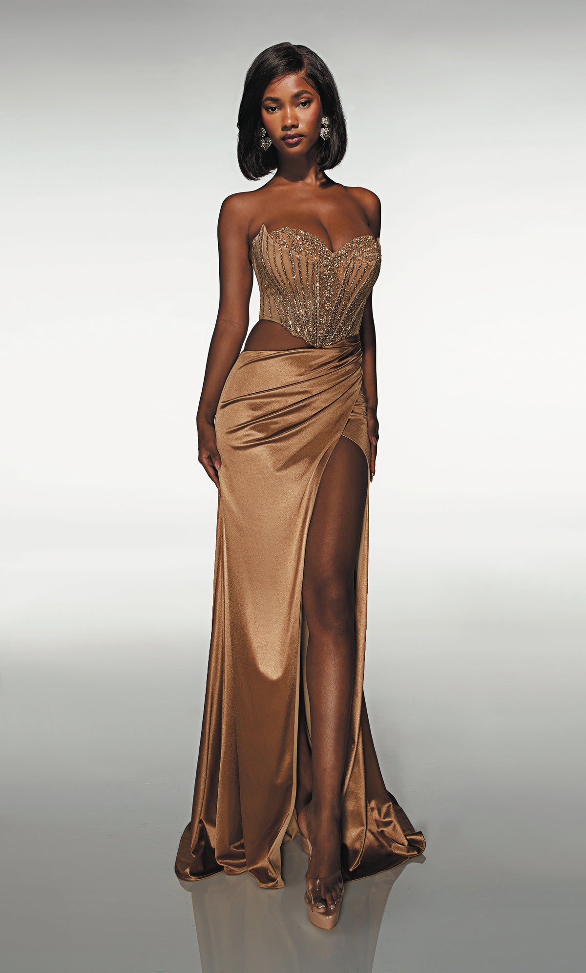 ALYCE Paris 62087 Alyce Long Sweetheart Neckline Slit Straight Dress