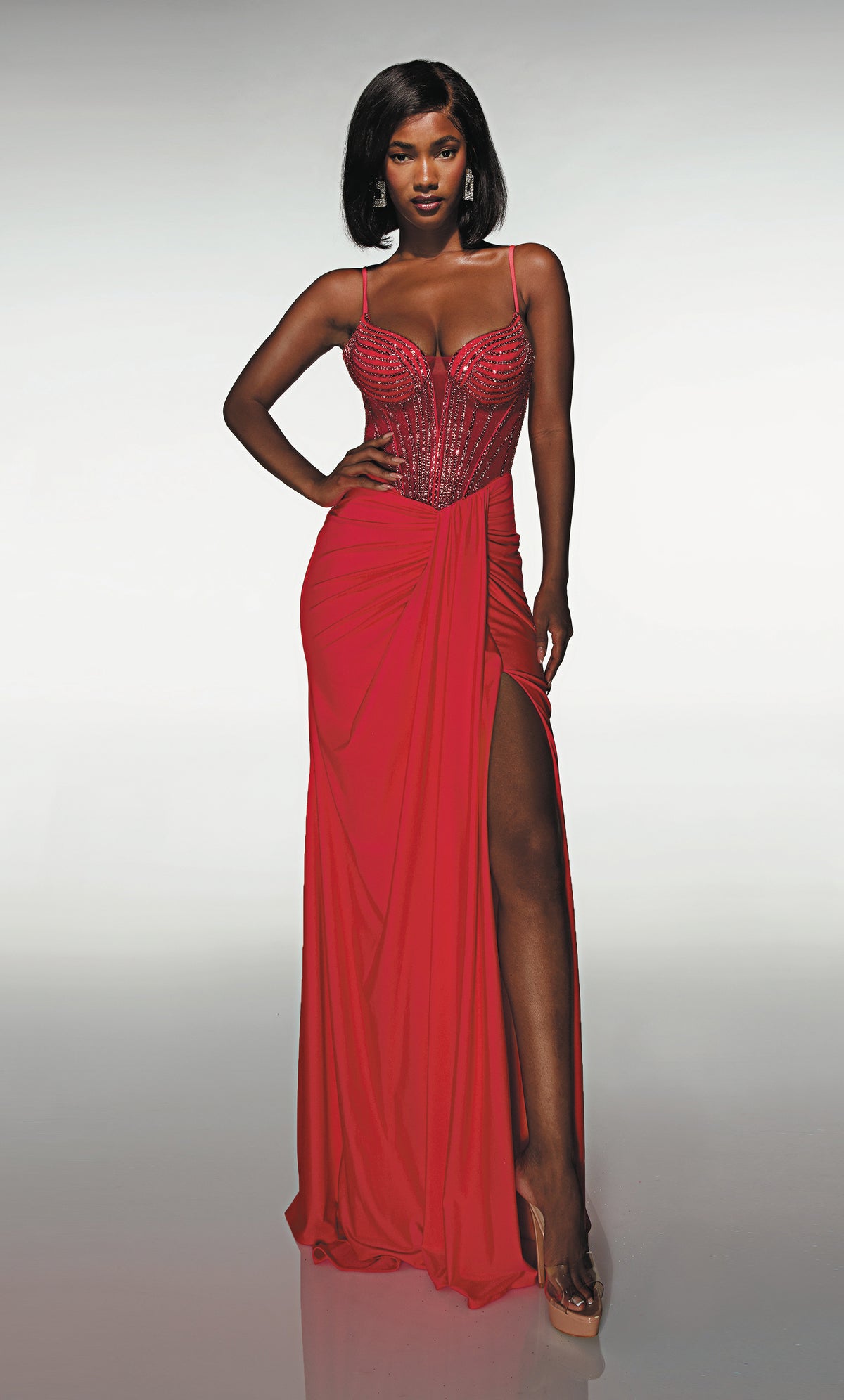 ALYCE Paris 62088 Alyce Long Cat-eye Neckline Elegant Straight Dress
