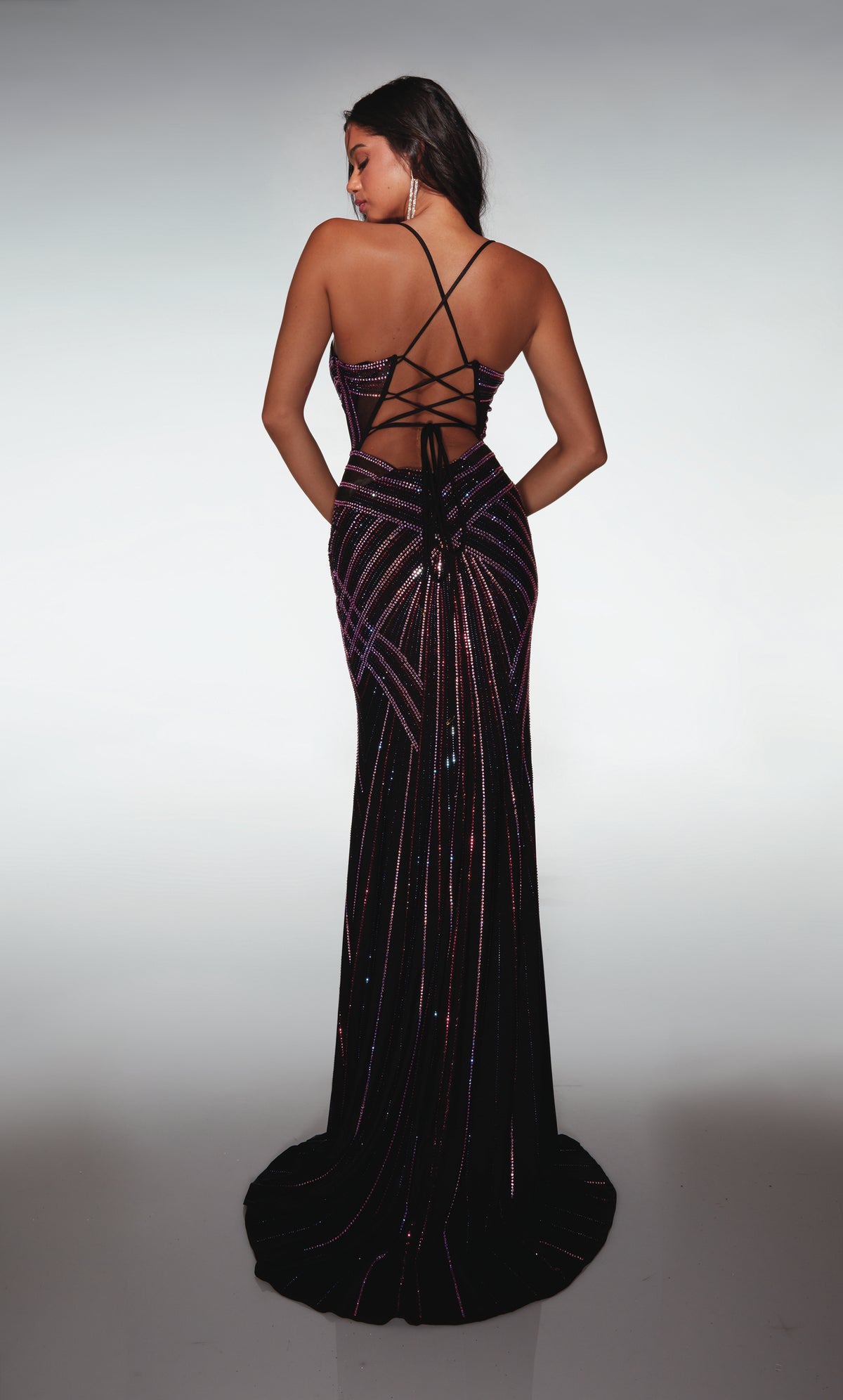 ALYCE Paris 62100 Alyce Long Plunging Neckline Sexy Straight Dress