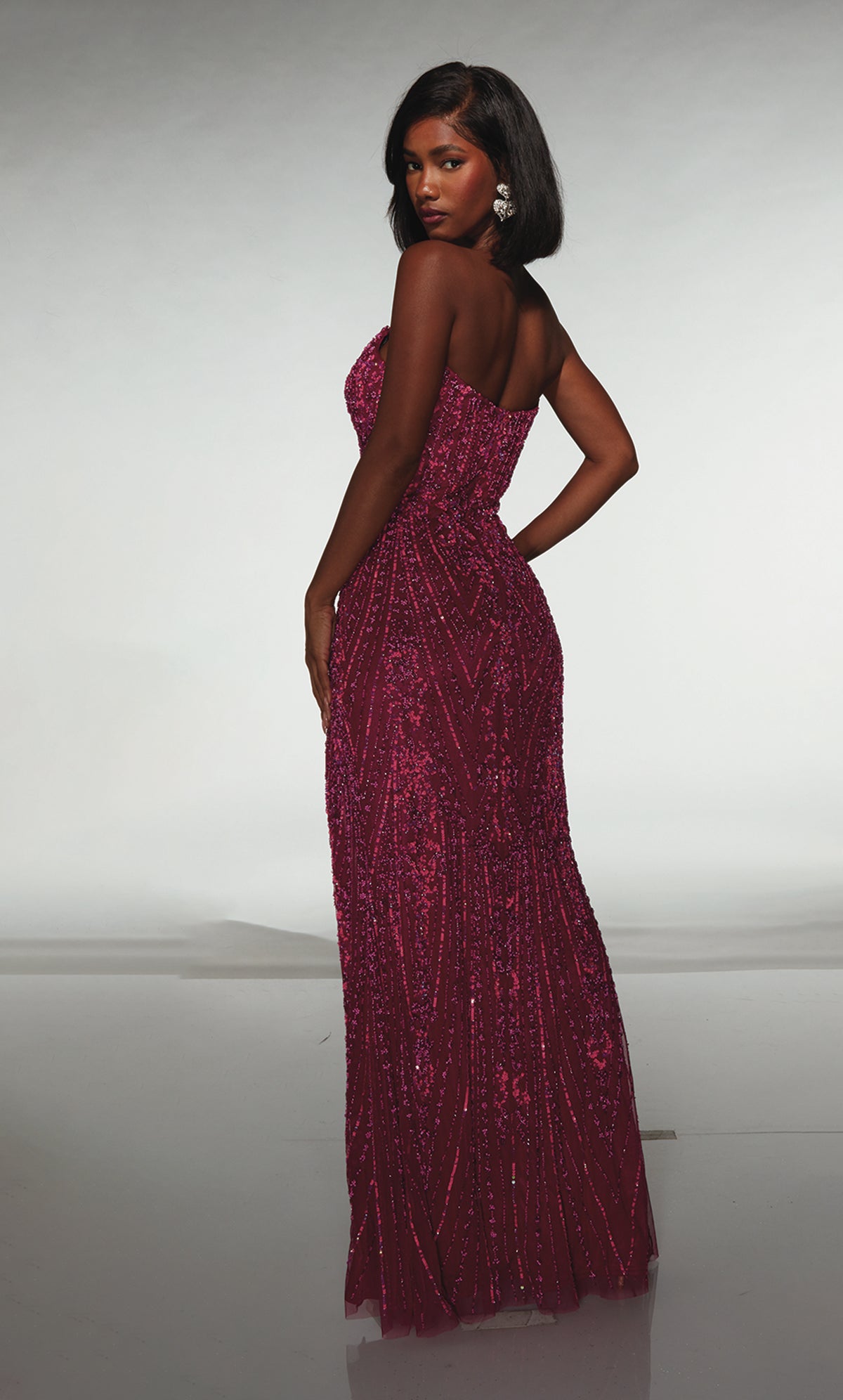 ALYCE Paris 62114 Alyce Long Plunging Neckline Slit Straight Dress