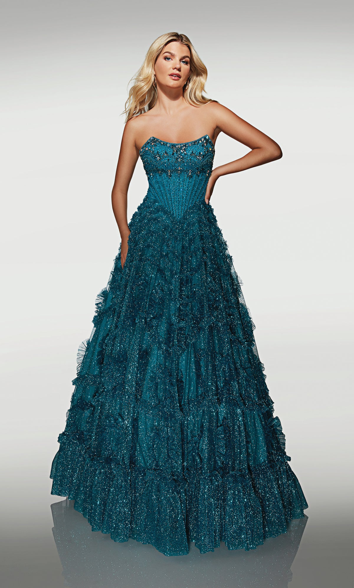 ALYCE Paris 62132 Alyce Long Scoop Neckline Embellished A Line Dress