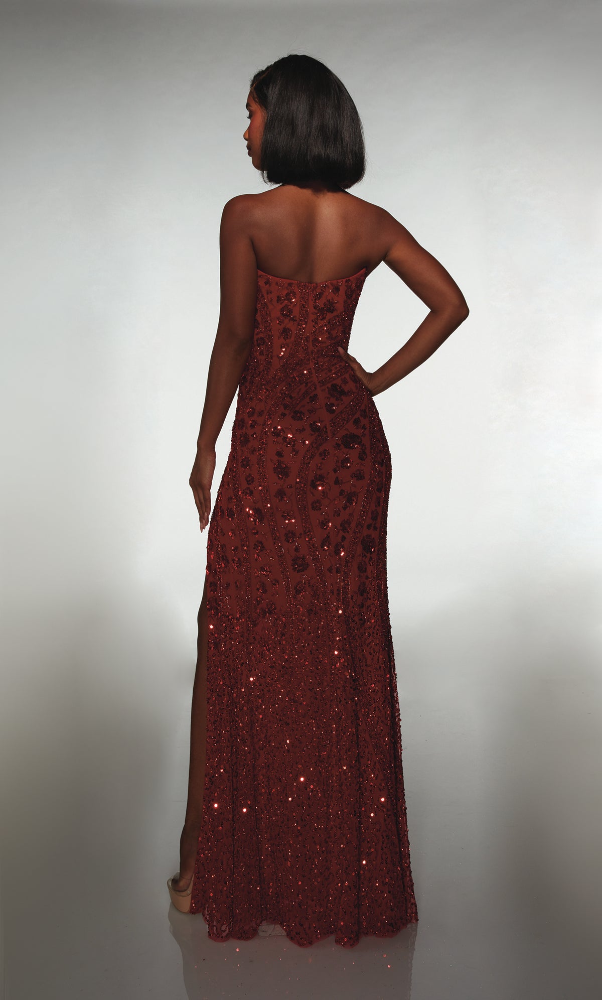 ALYCE Paris 62136 Alyce Long Plunging Neckline Embellished Straight Dress