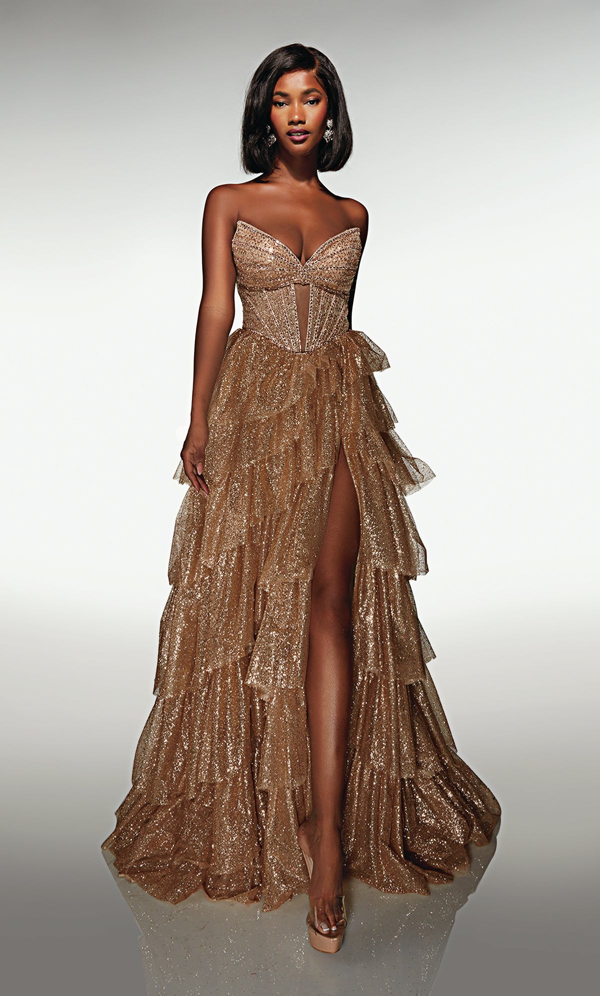 ALYCE Paris 62144 Alyce Long Cat-eye Neckline Shimmery/sparkly Ballgown Dress
