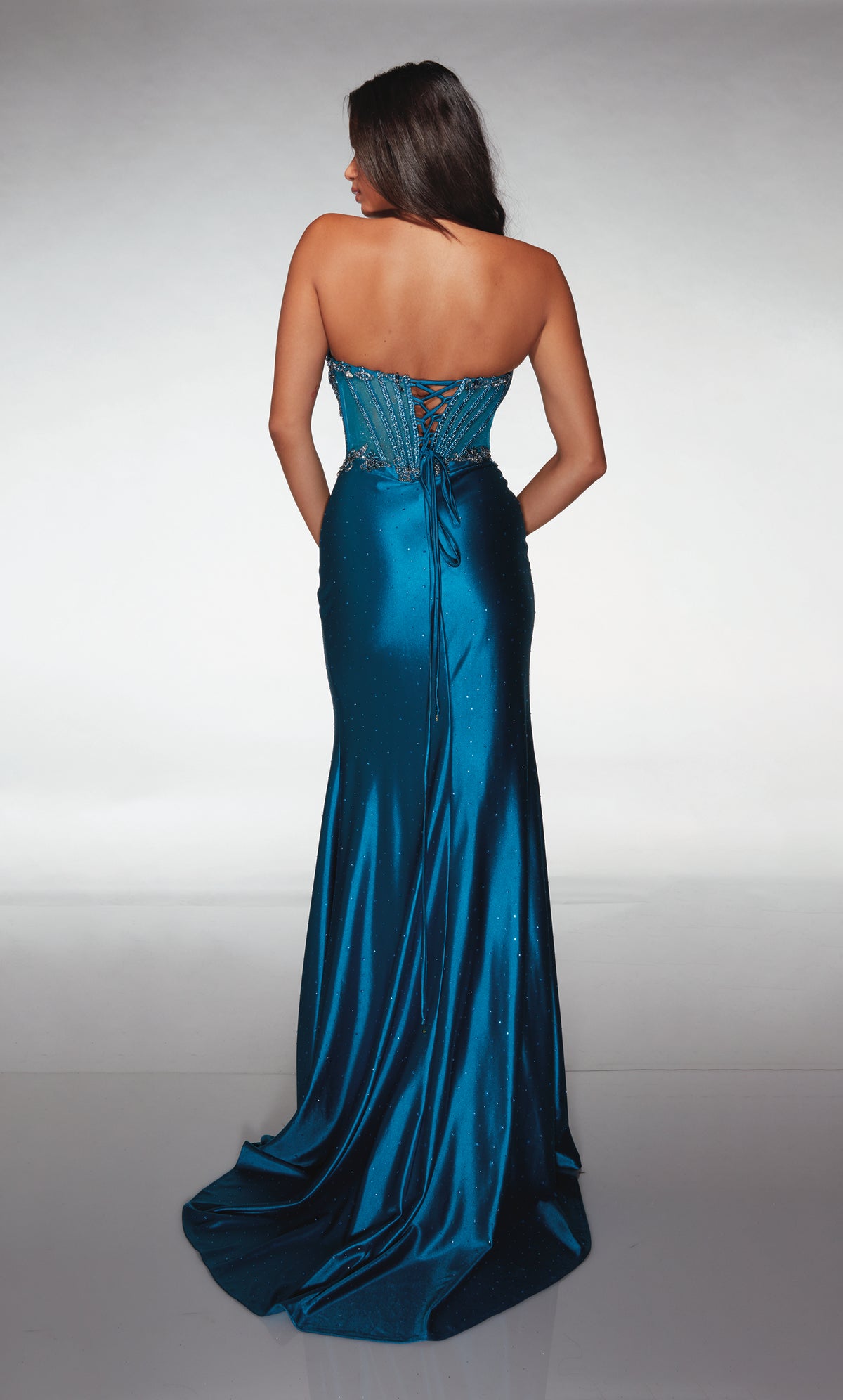ALYCE Paris 62168 Alyce Long V-neckline Shimmery/sparkly Straight Dress