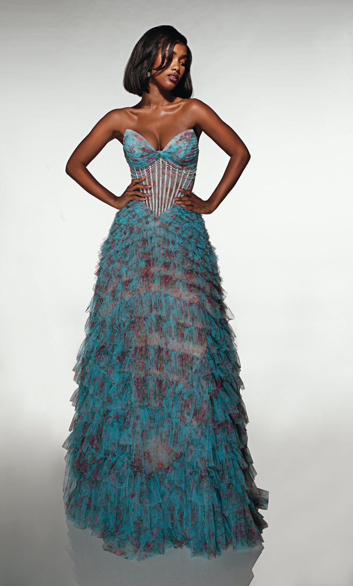 ALYCE Paris 62169 Alyce Long Cat-eye Neckline Corset A Line Dress