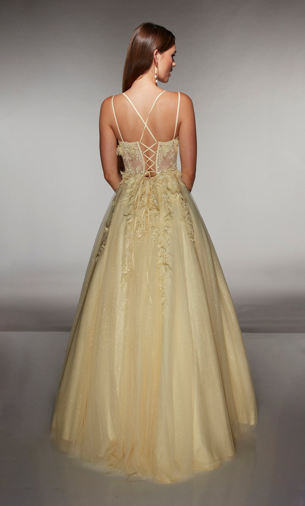 ALYCE Paris 62203 Alyce Long Scoop Neckline Shimmery/sparkly Ballgown Dress