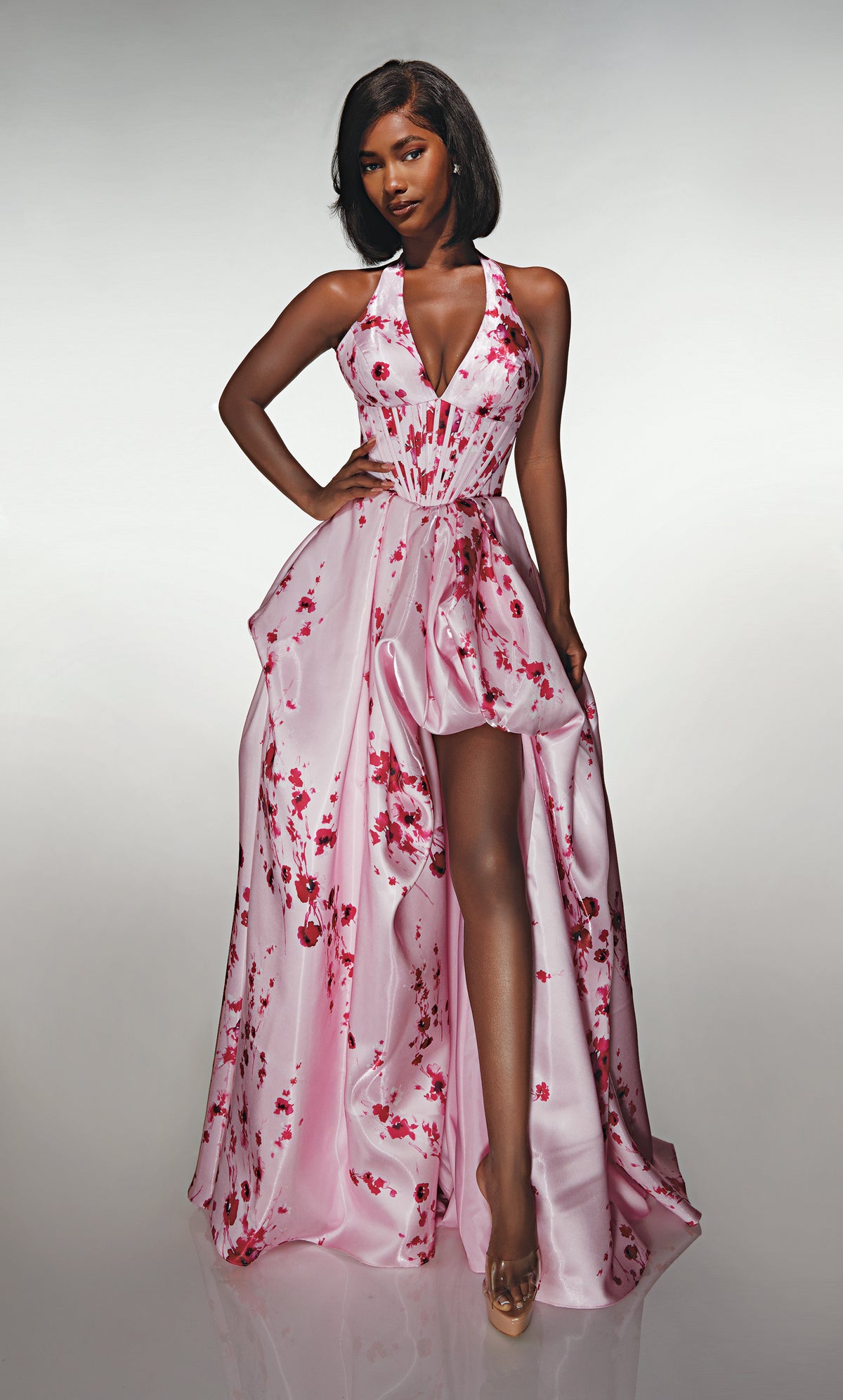 ALYCE Paris 62214 Alyce Long Halter Neckline Corset High-low Dress