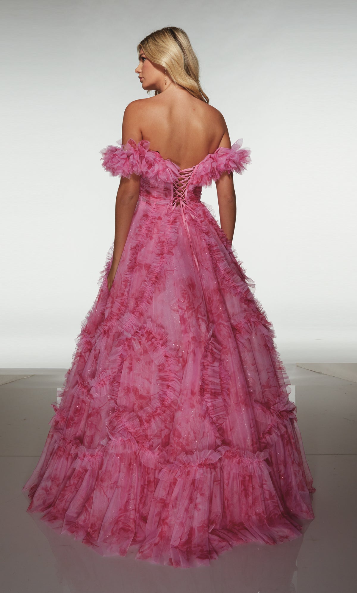 ALYCE Paris 62216 Alyce Long Off The Shoulder Neckline Ruffles Ballgown Dress