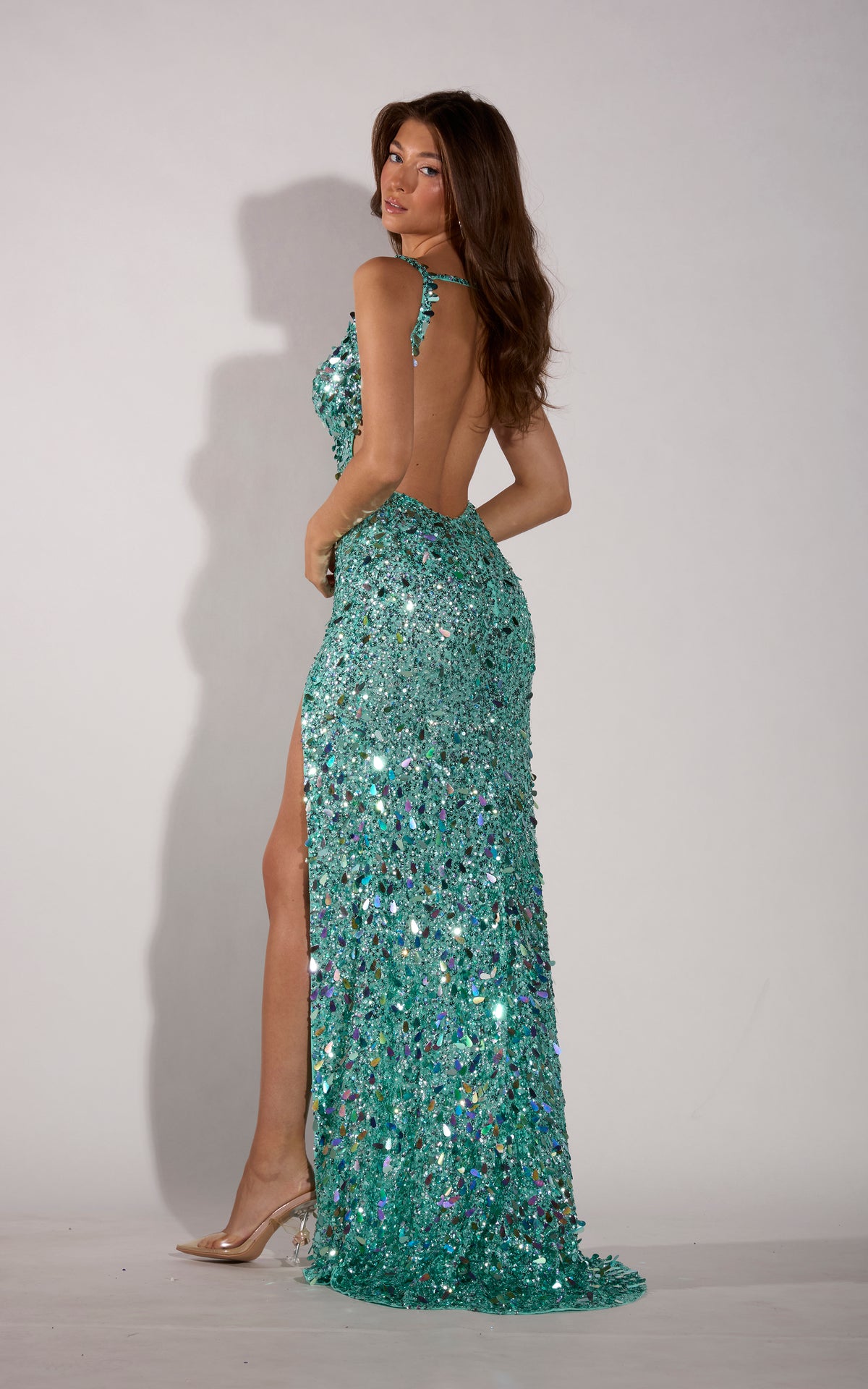 ALYCE Paris 62251 Alyce Long V-neckline Slit Straight Dress
