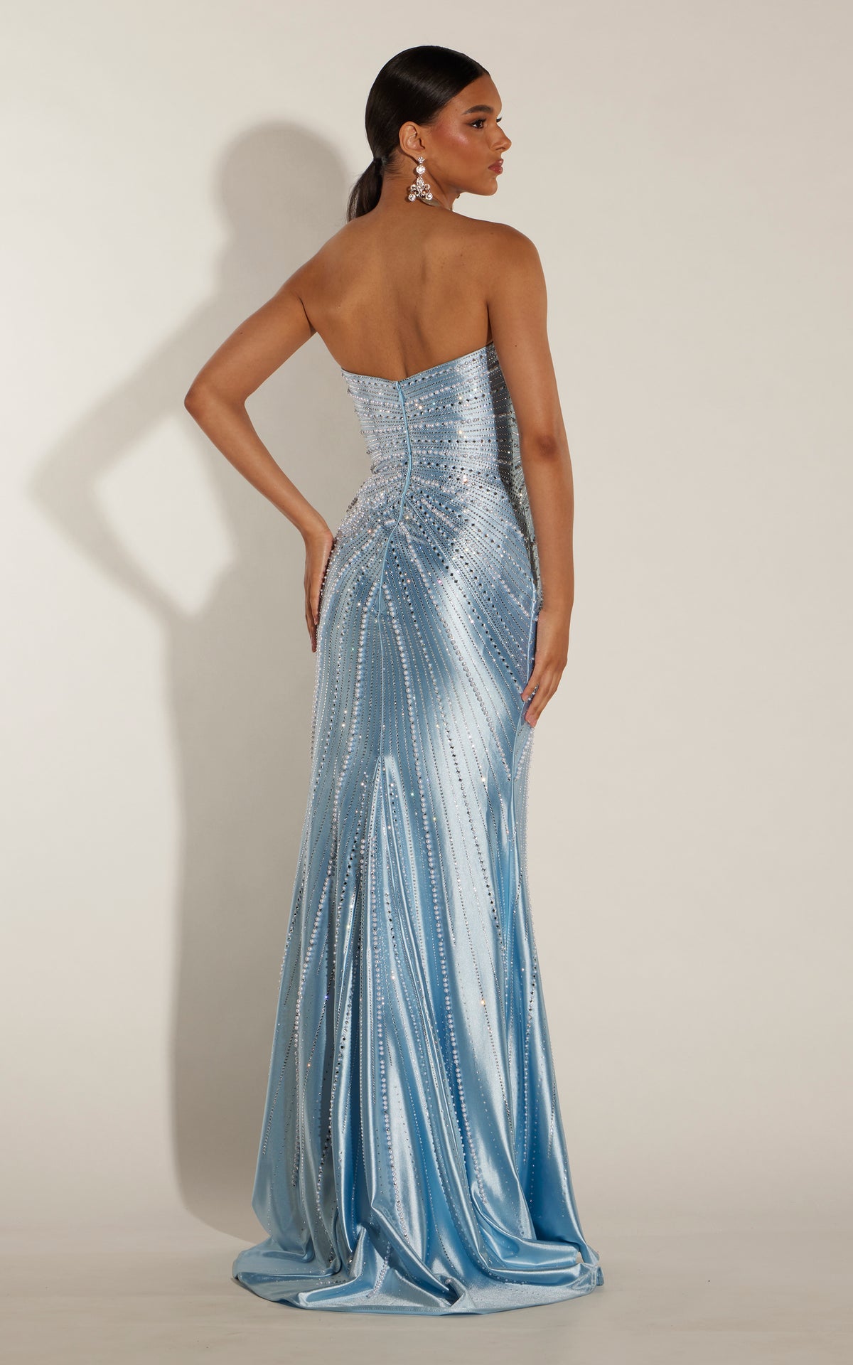 ALYCE Paris 62278 Alyce Long Plunging Neckline Slit Straight Dress