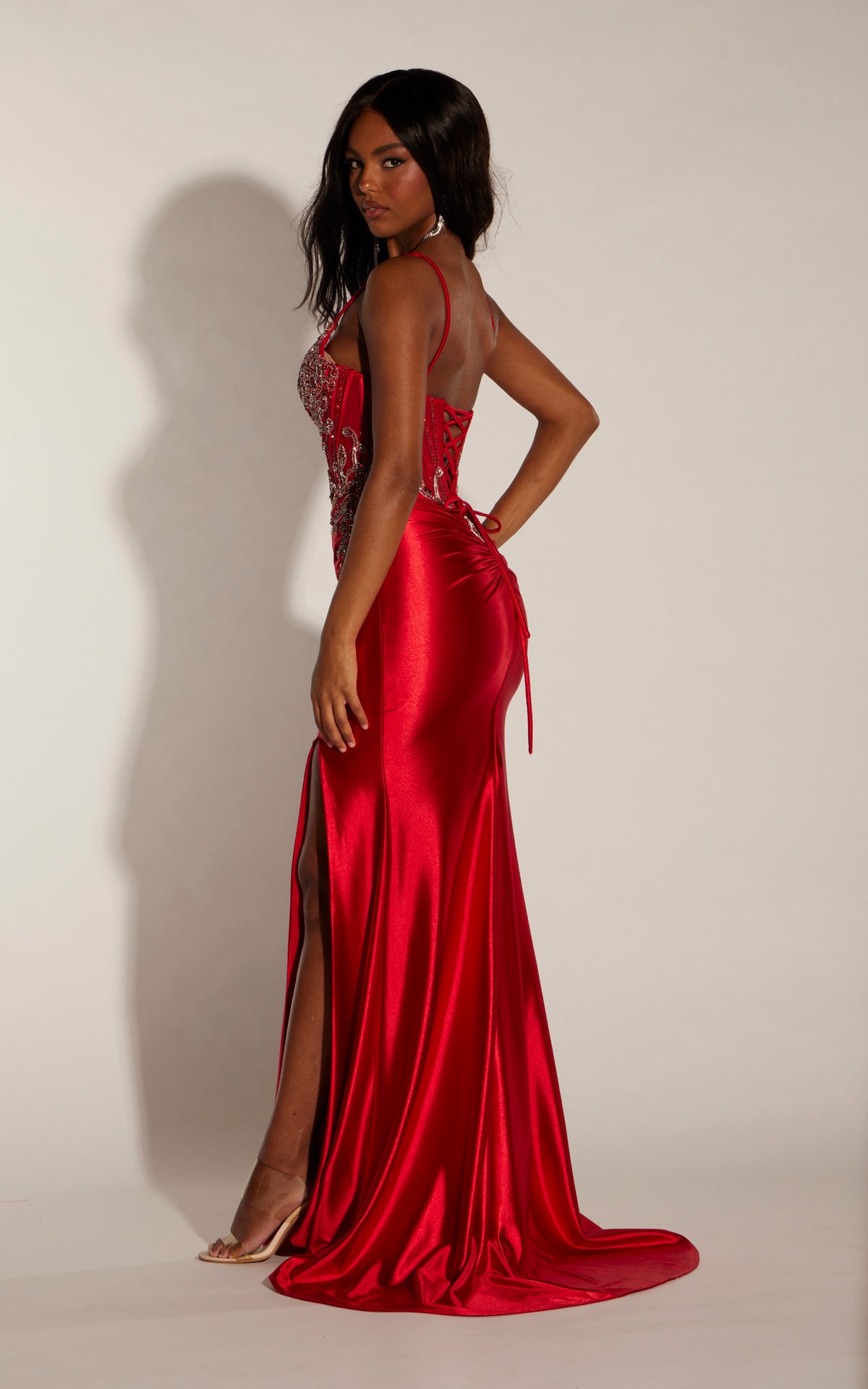 ALYCE Paris 62283 Alyce Long V-neckline Ruched/draped Straight Dress