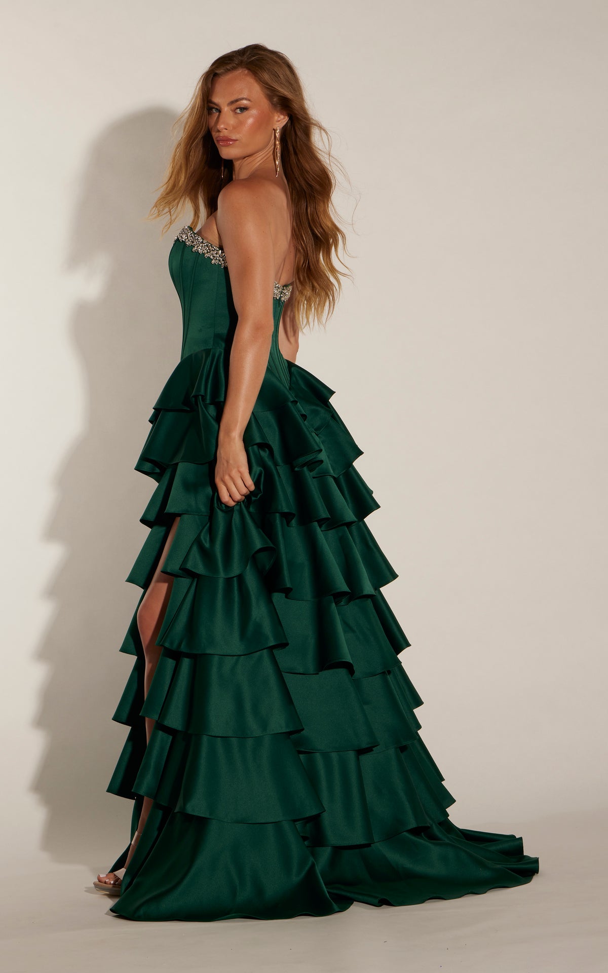 ALYCE Paris 62308 Alyce Long Straight Across Neckline Ruffles A Line Dress