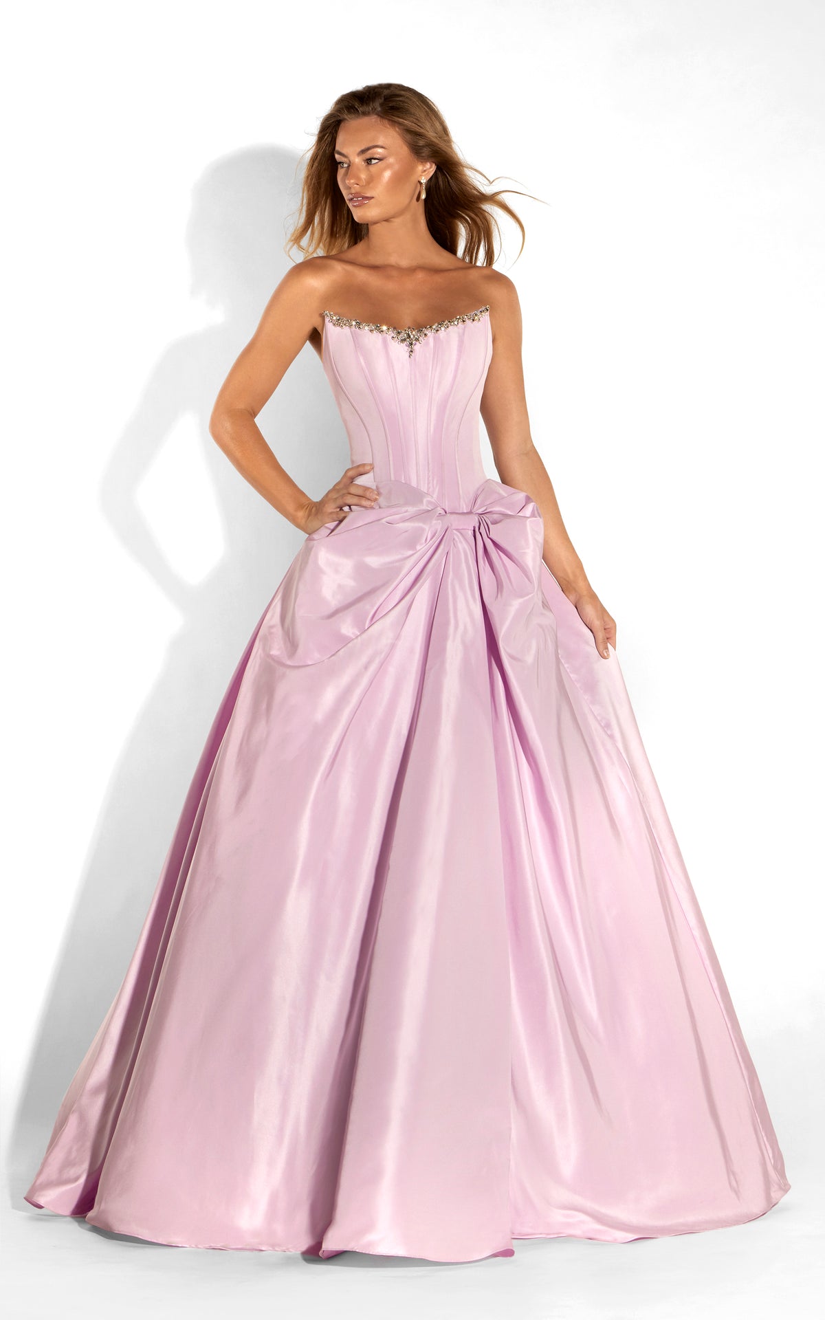 ALYCE Paris 62370 Alyce Long Cat-eye Neckline Ruched/draped A Line Dress