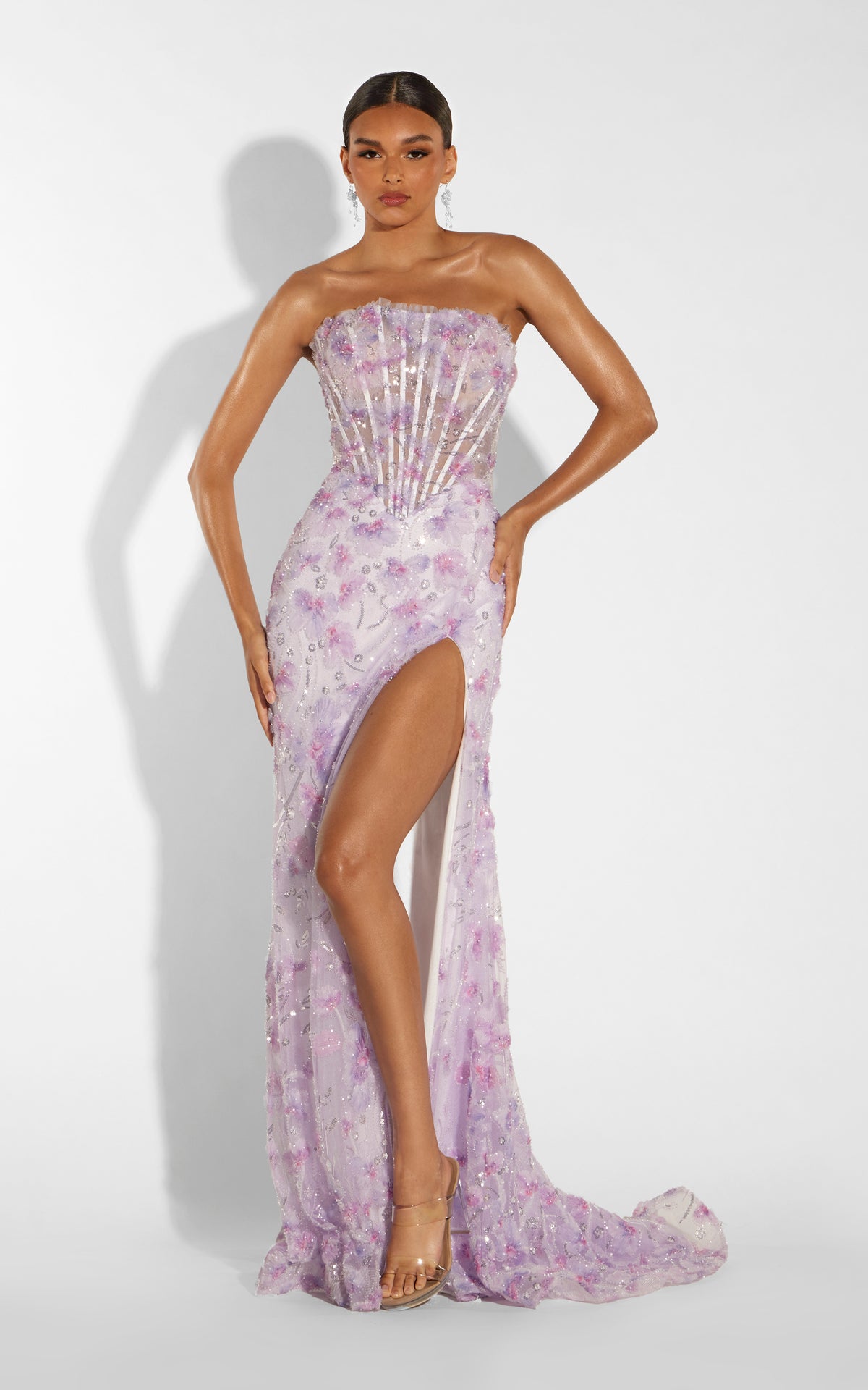 ALYCE Paris 62372 Alyce Long Scooped Neckline Corset Fit N Flare Dress