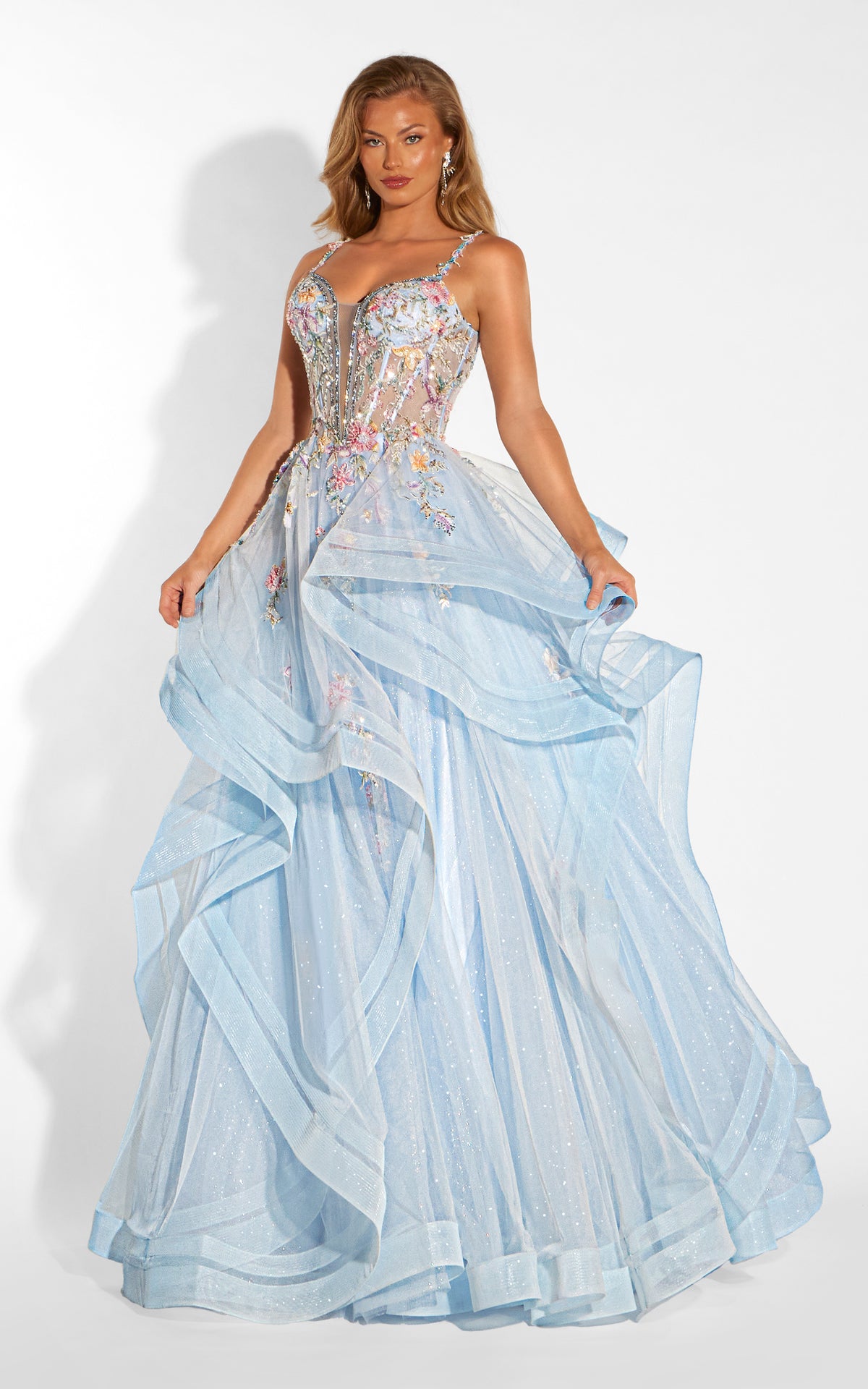 ALYCE Paris 62376 Alyce Long Plunging Neckline Embellished A Line Dress
