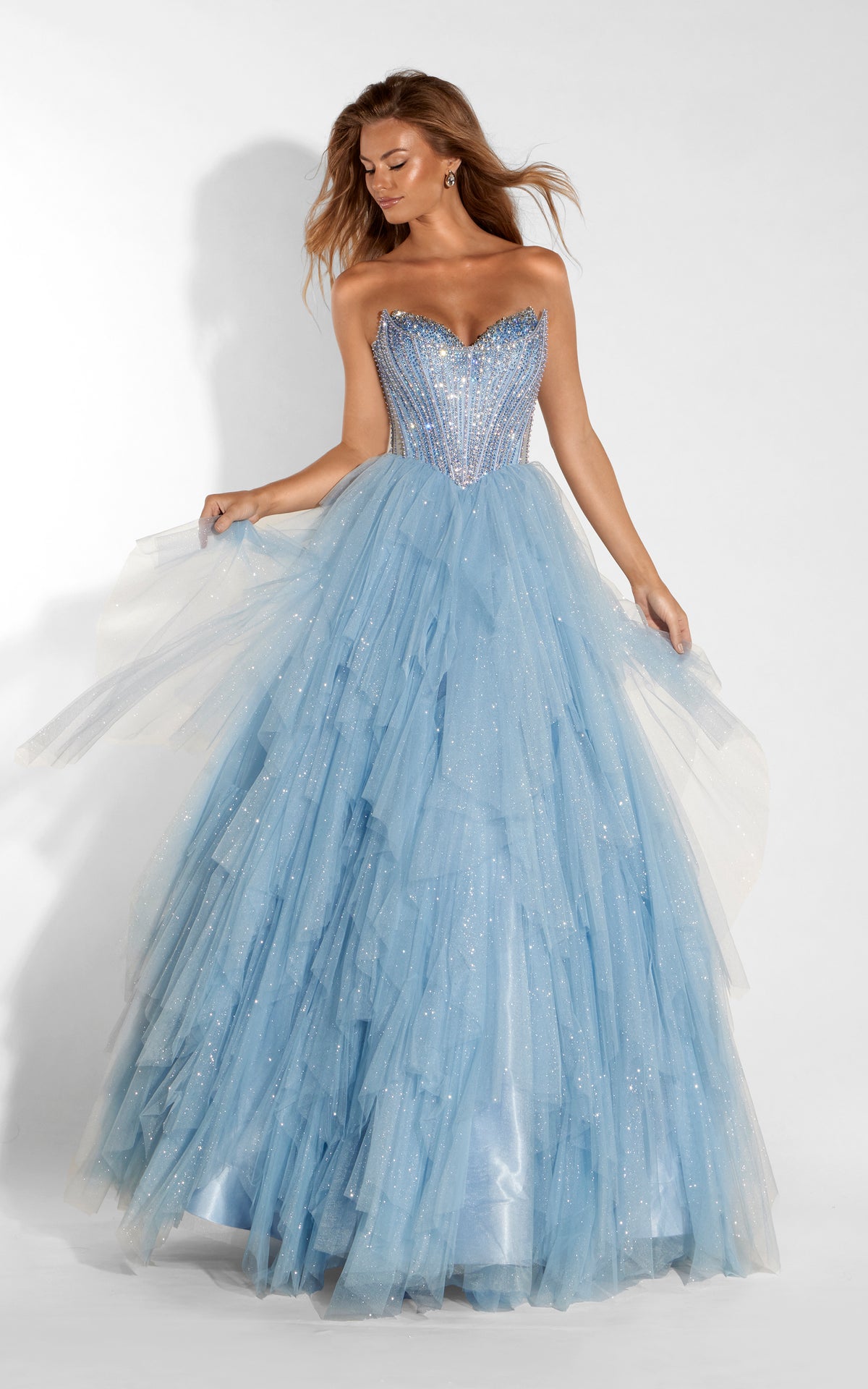 ALYCE Paris 62386 Alyce Long Cat-eye Neckline Ruffles Ballgown Dress