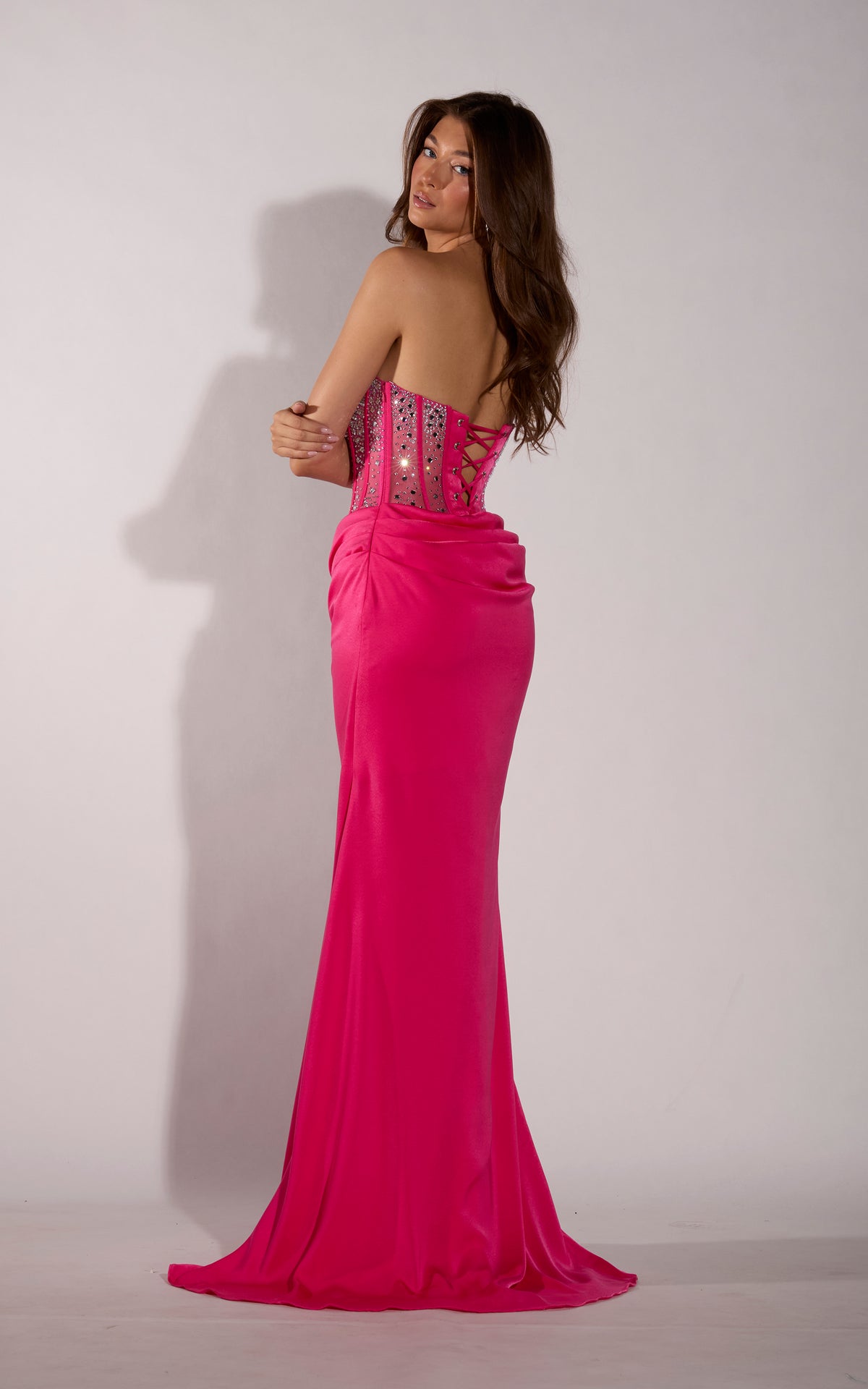 ALYCE Paris 62397 Alyce Long Cat-eye Neckline Ruched/draped Dress