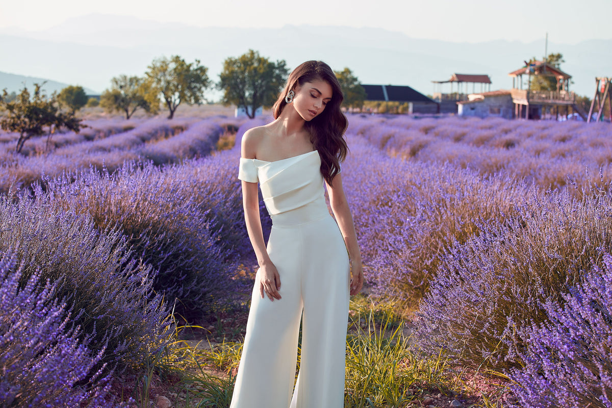 ALYCE Paris 70014 Bridal Off The Shoulder Neckline Chic Jumpsuit Dress