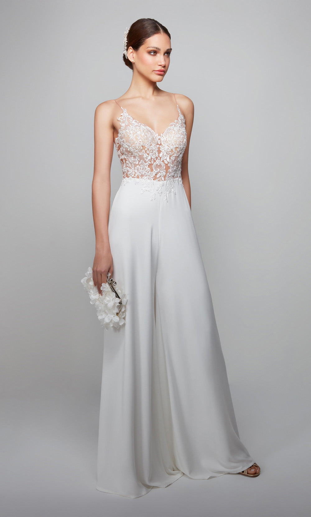 Alyce Paris 70017 Vestido de macacão embelezado de namorada de noiva