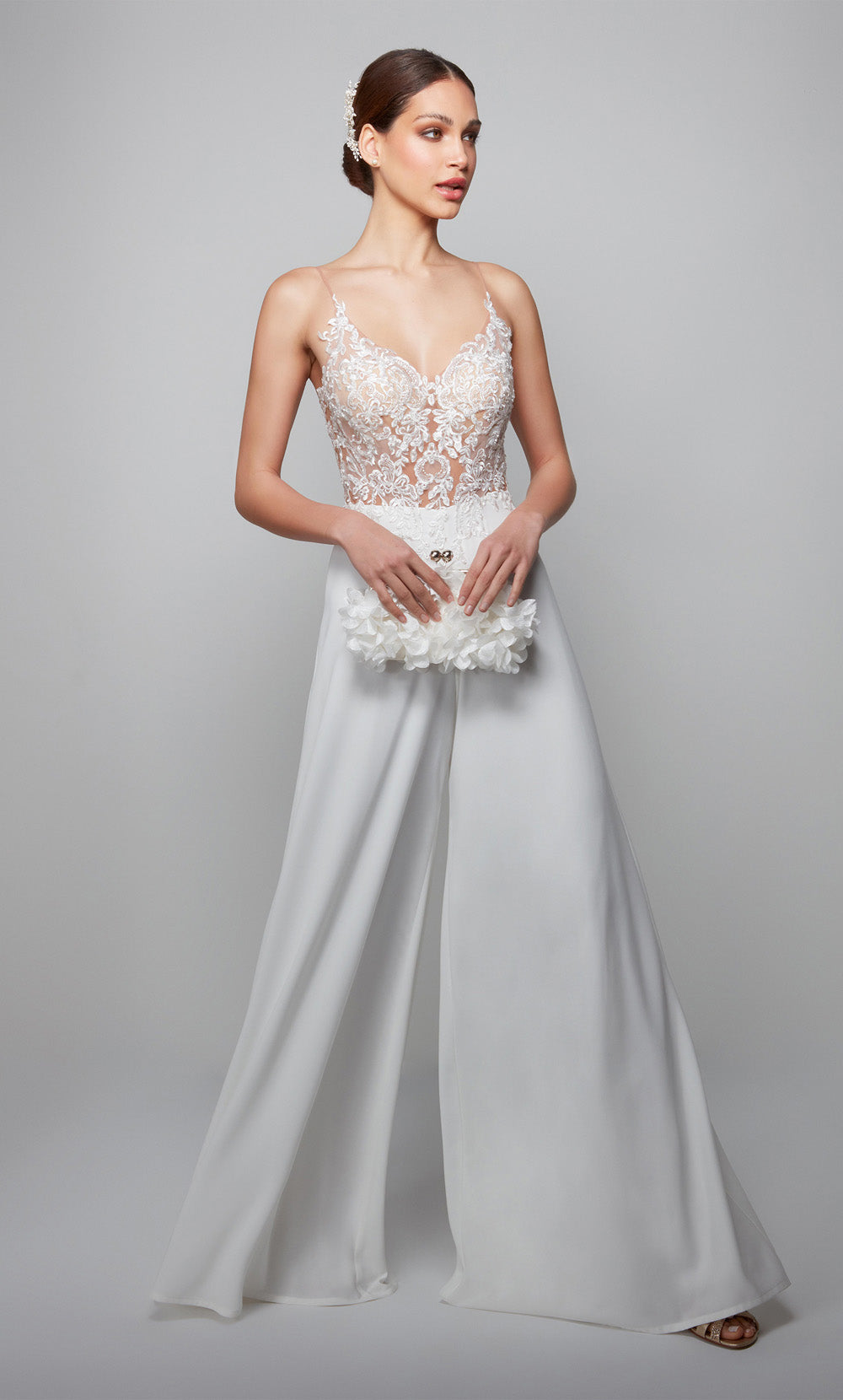 Alyce Paris 70017 Vestido de macacão embelezado de namorada de noiva