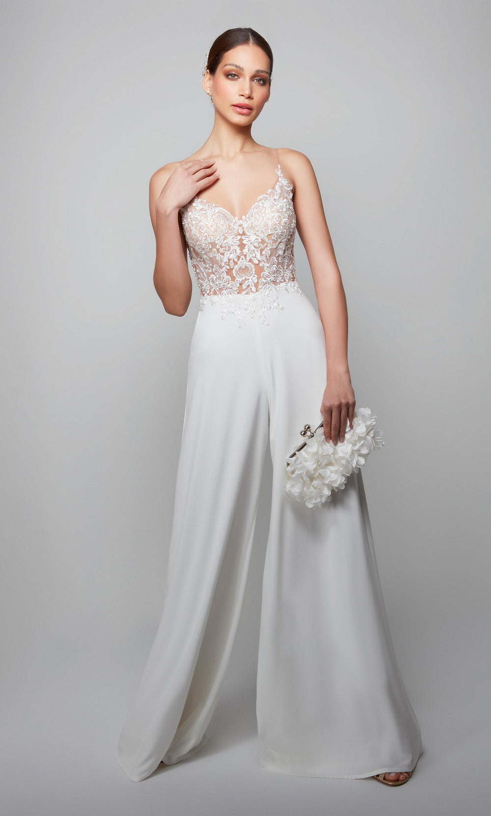 Alyce Paris 70017 Vestido de macacão embelezado de namorada de noiva