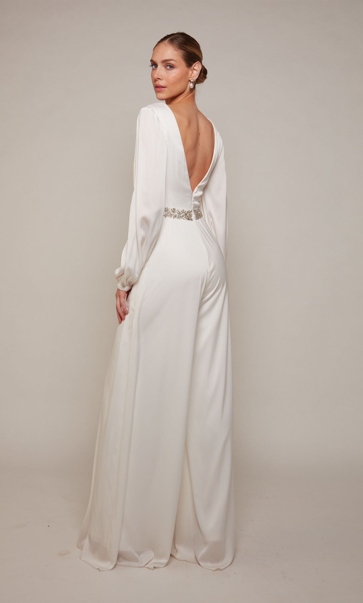 ALYCE Paris 70031 Bridal V-neckline Embellished Jumpsuit Dress