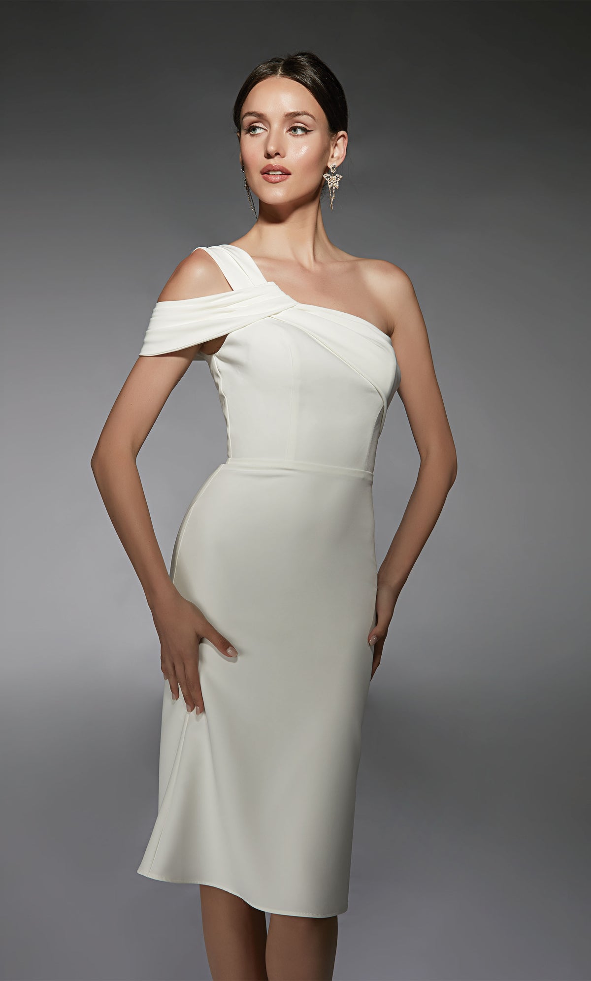 ALYCE Paris 70054 Bridal One Shoulder Neckline Elegant Straight Dress