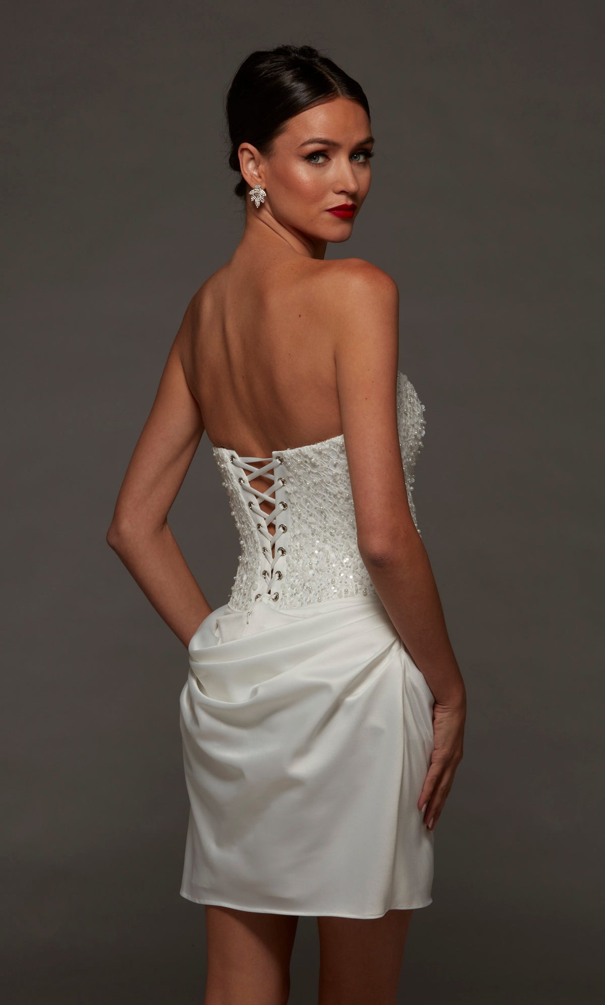 ALYCE Paris 70105 Bridal Scooped Neckline Simple Straight Dress