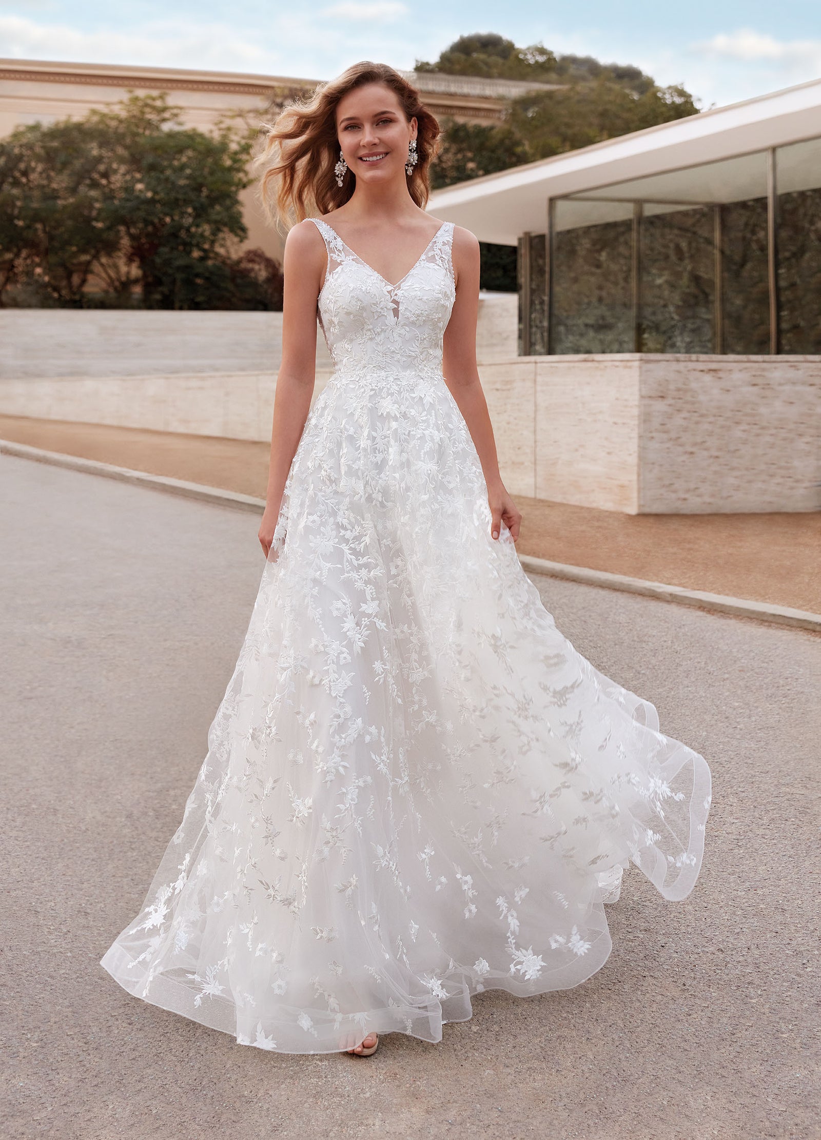 ALYCE Paris 7037 Bridal V-neckline Train A Line Dress