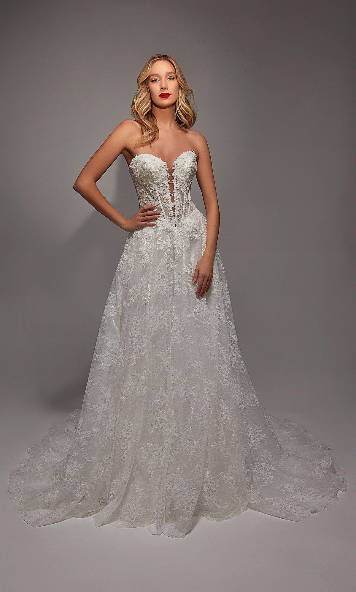 Alyce Paris 7154 Brautsturzausschnitt Knöpfe Ein Linienkleid