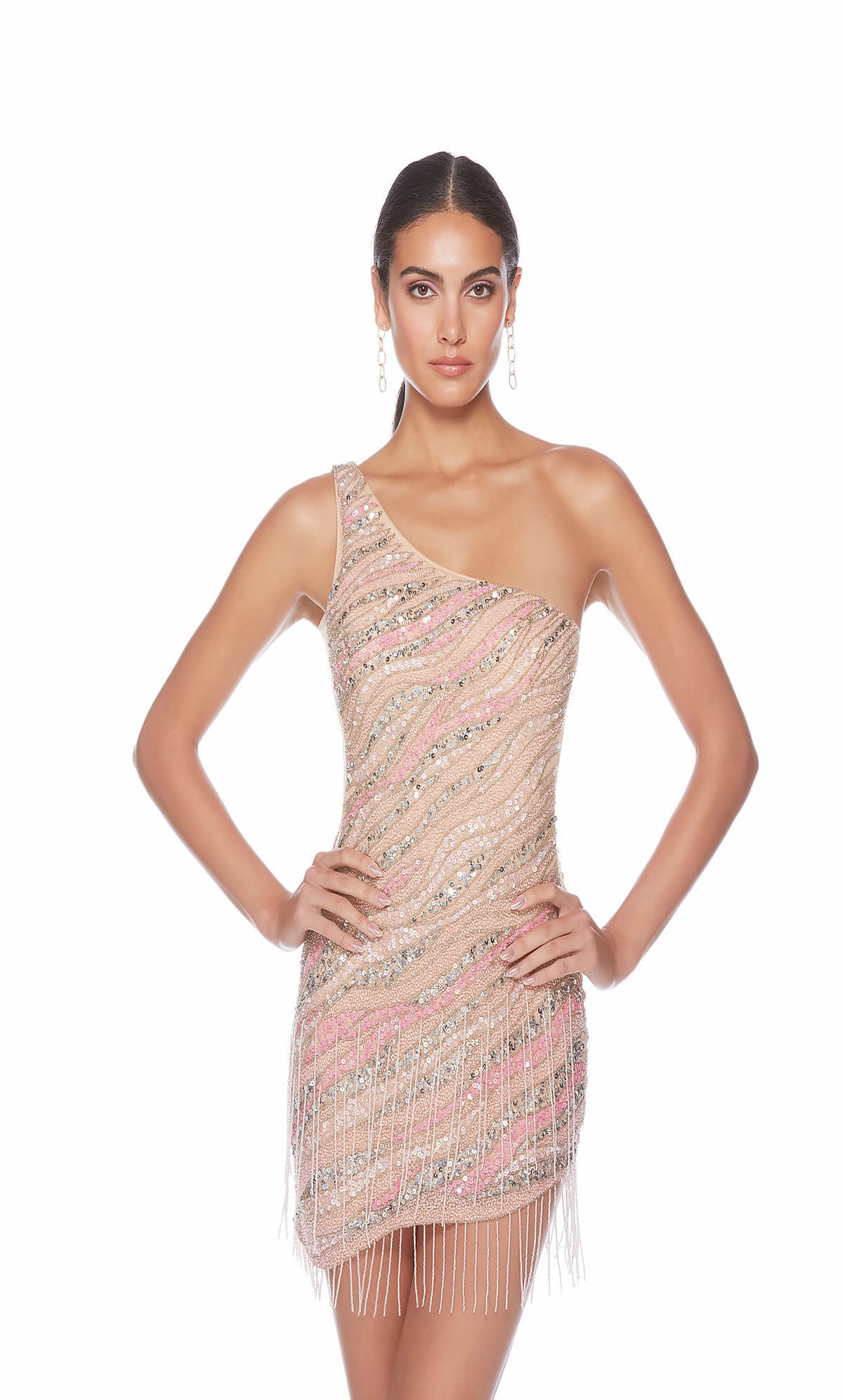 Alyce Paris 84011 Un hombro Vestido recto adornado