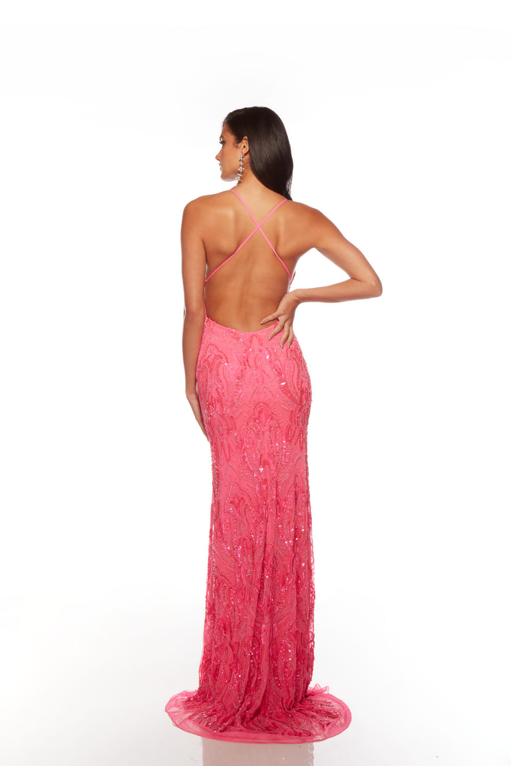 Alyce Paris 88006 Vestido reto embelezado de decote em V