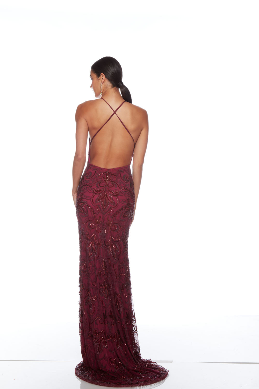 ALYCE Paris 88007 V-neck Embellished Straight Dress