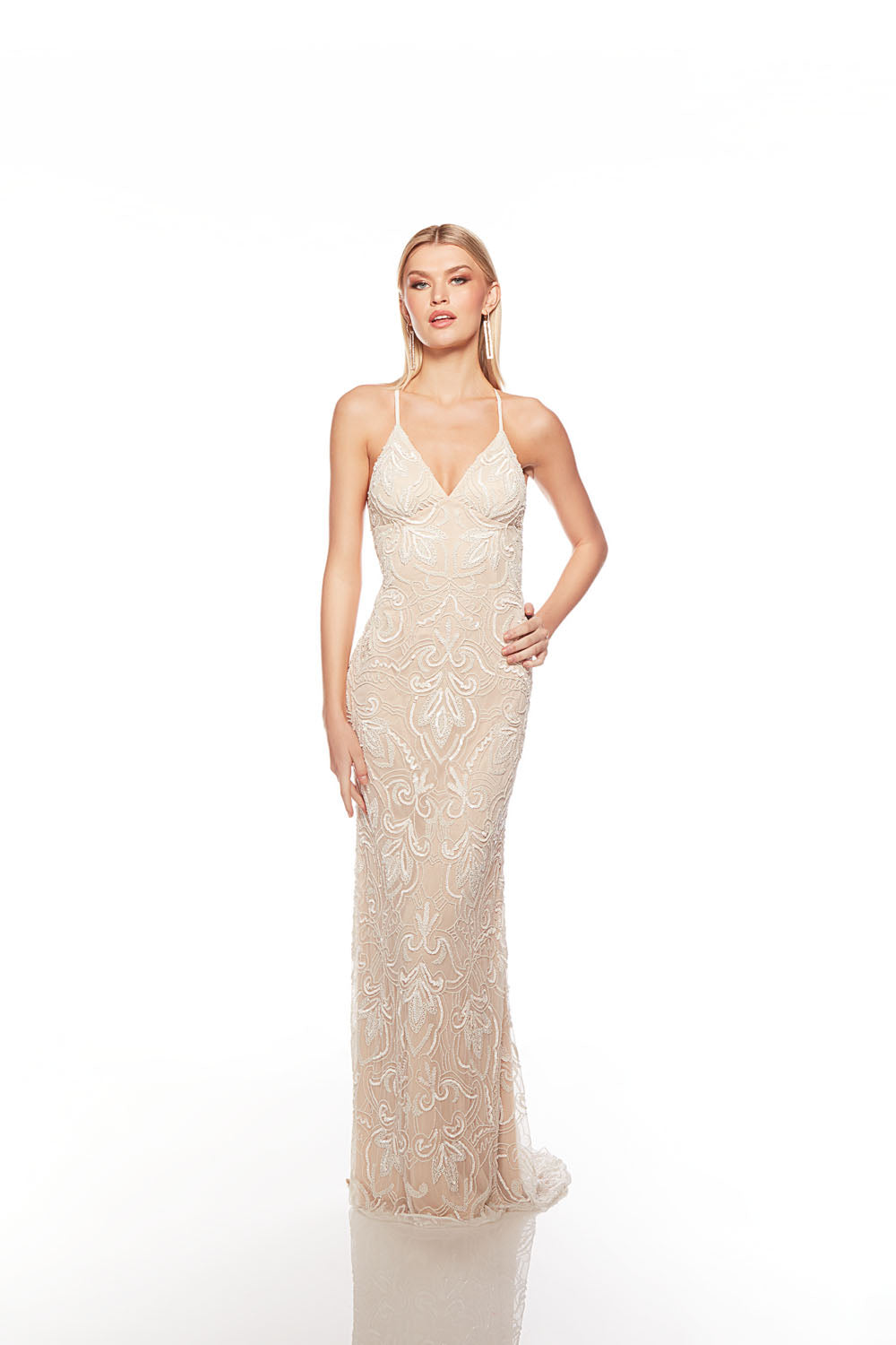 ALYCE PARIS 88007 Abito dritto abbellito da scollo a V