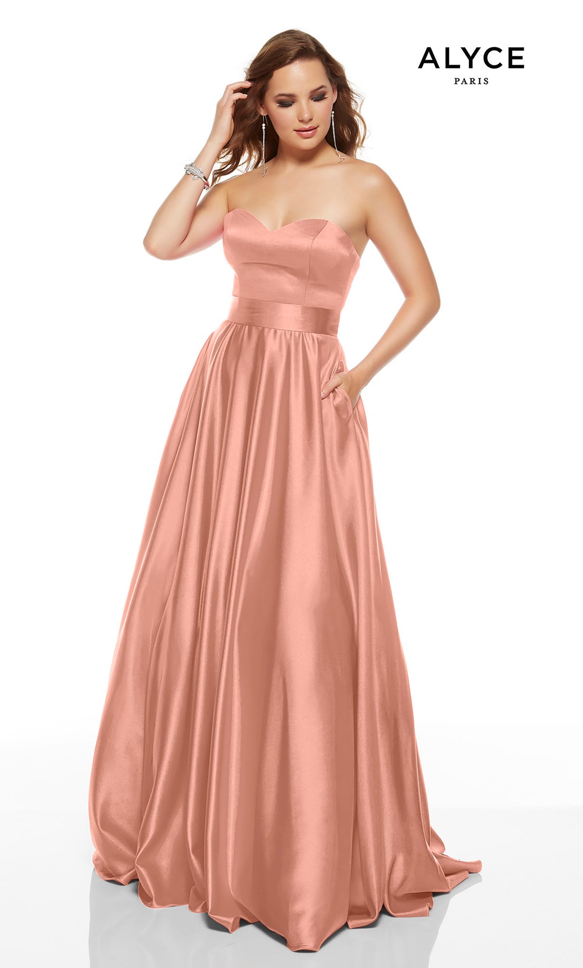 Alyce Paris 1427 The Secret Dress - Long Sweetheart Pockets Fit N Flare Dress