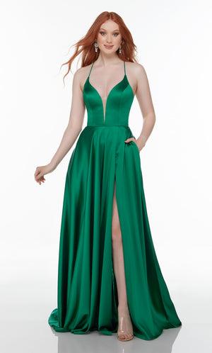 ALYCE Paris 1722 The Secret Dress - Long Plunging Neckline Adjustable Slit, Train  Dress