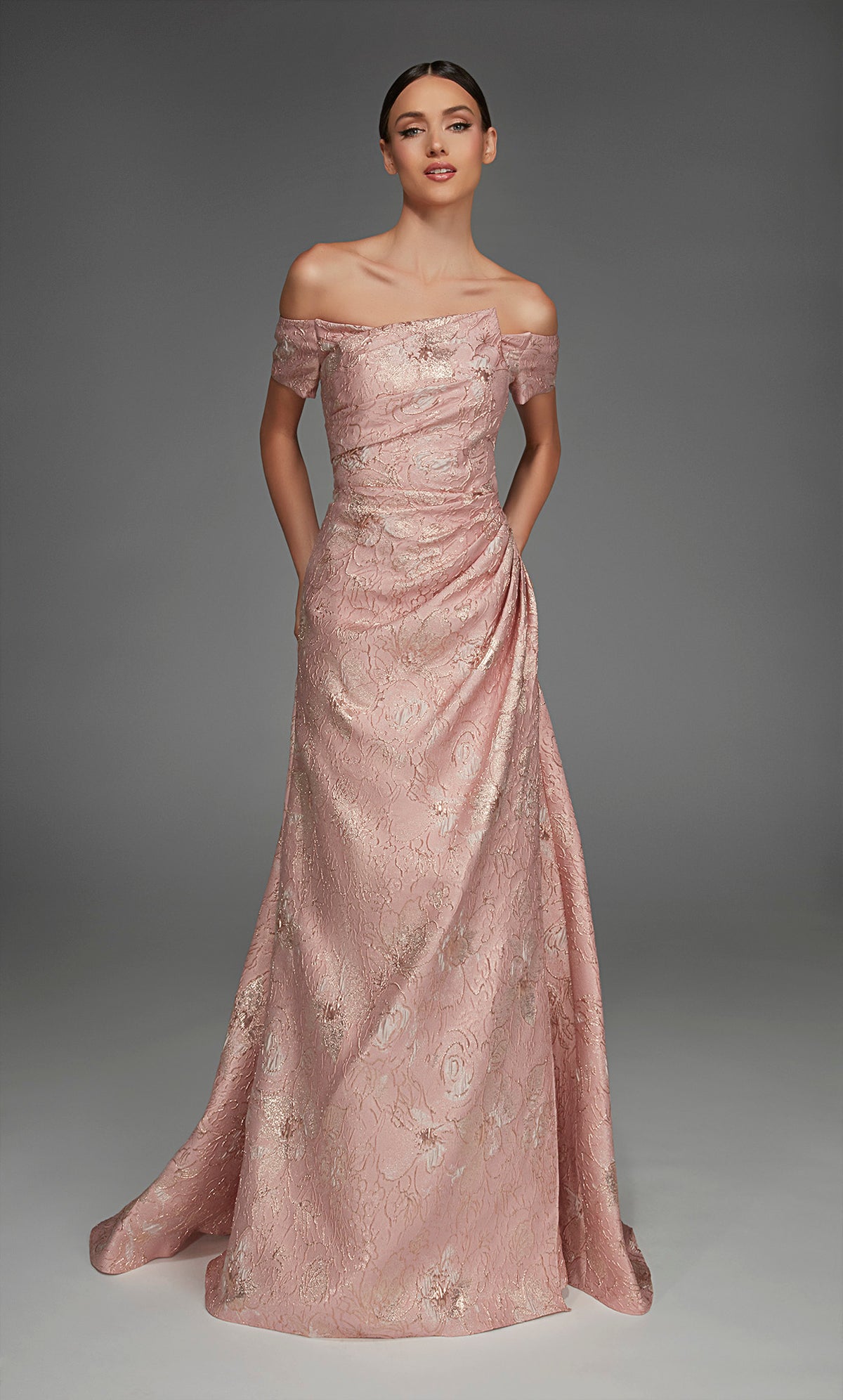 Alyce Paris 27828 Ocasión especial fuera del hombro Ruchada/drapeada un vestido de línea