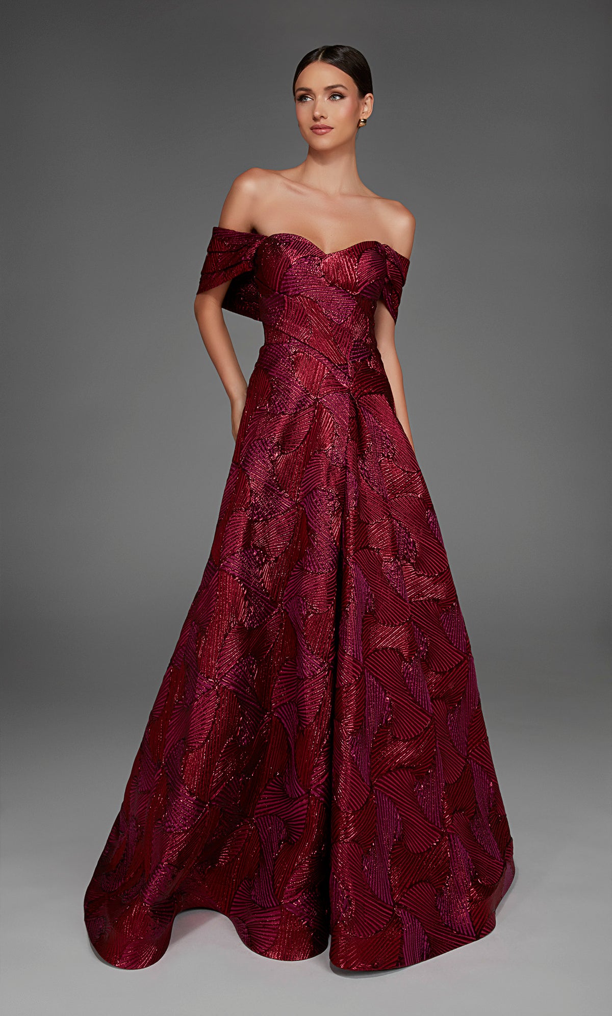 ALYCE Paris 27884 Special Occasion Off The Shoulder Neckline Elegant A Line Dress